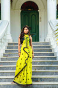 Parrot Green Cotton Saree With Blouse Piece