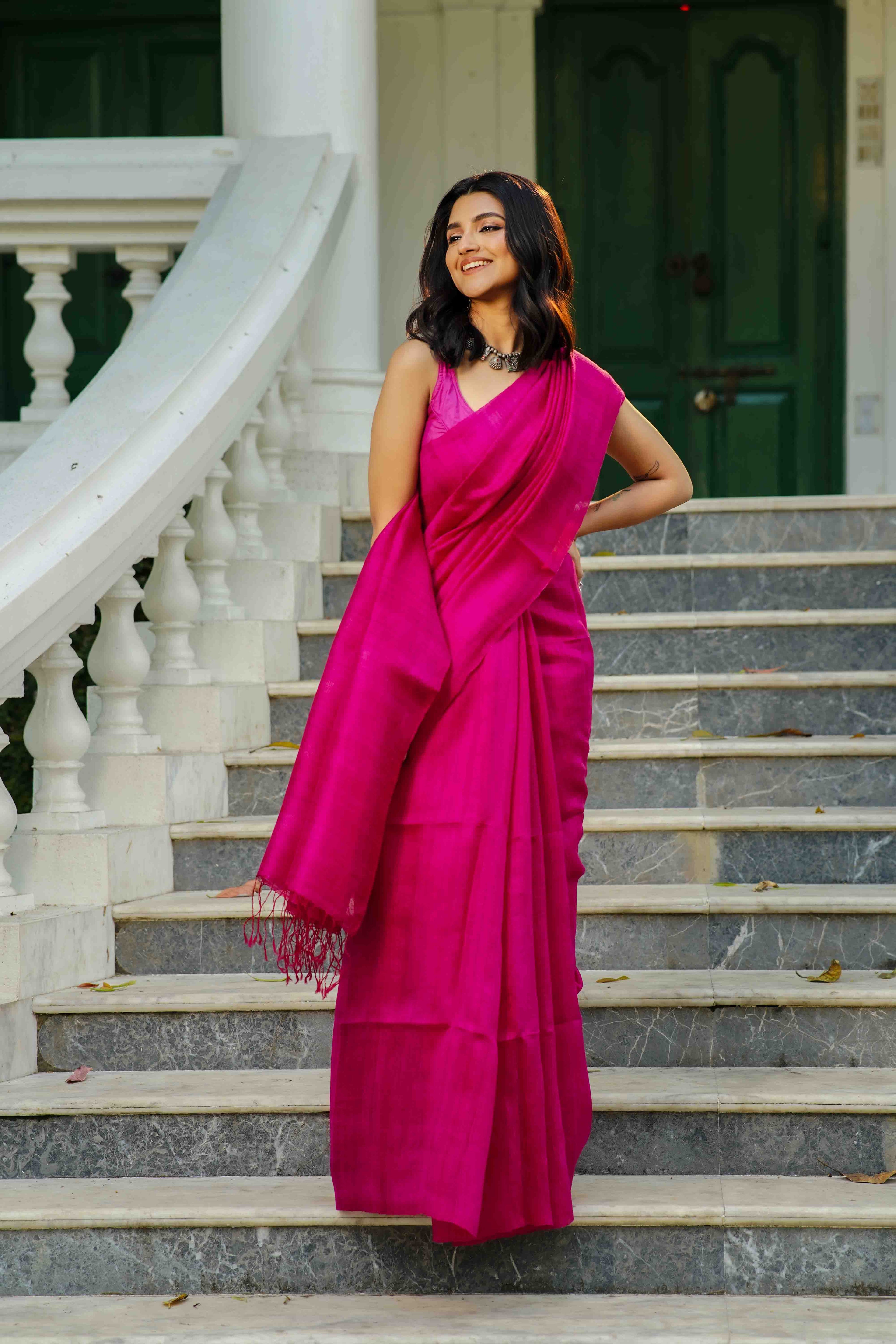Rani Matka Silk Matka Saree With Blouse Piece