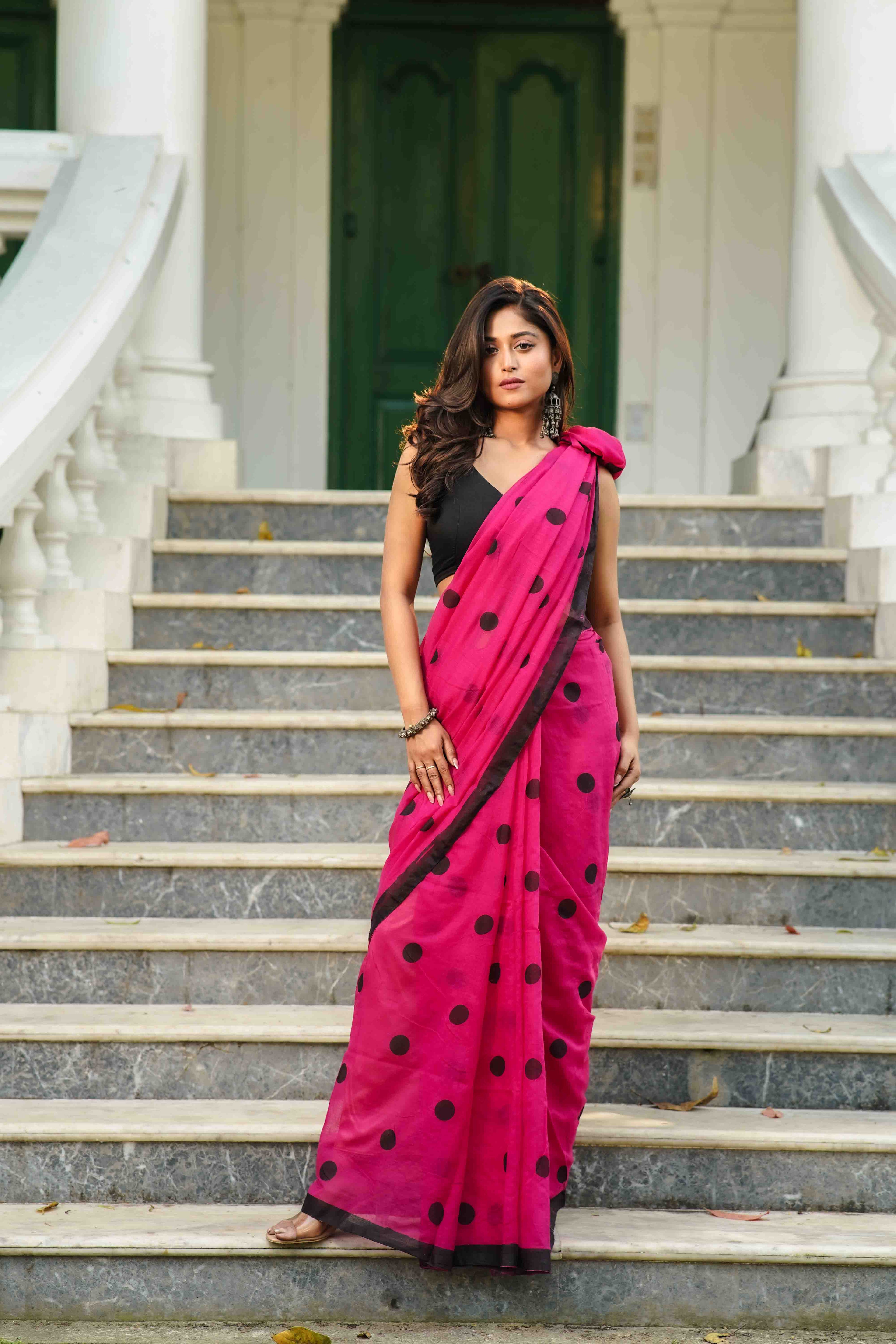 Rani Cotton Saree With Blouse Piece