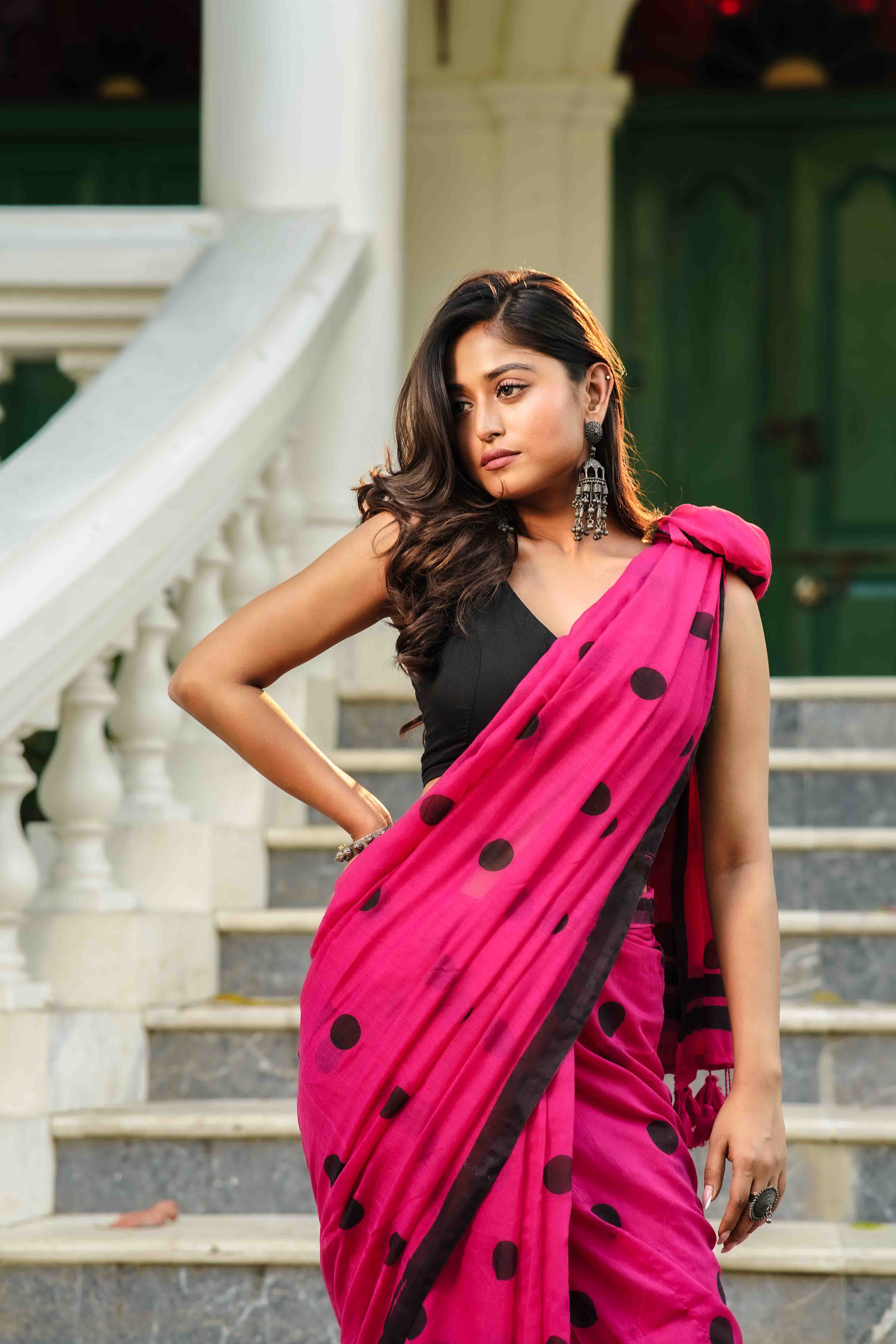 Rani Cotton Saree With Blouse Piece