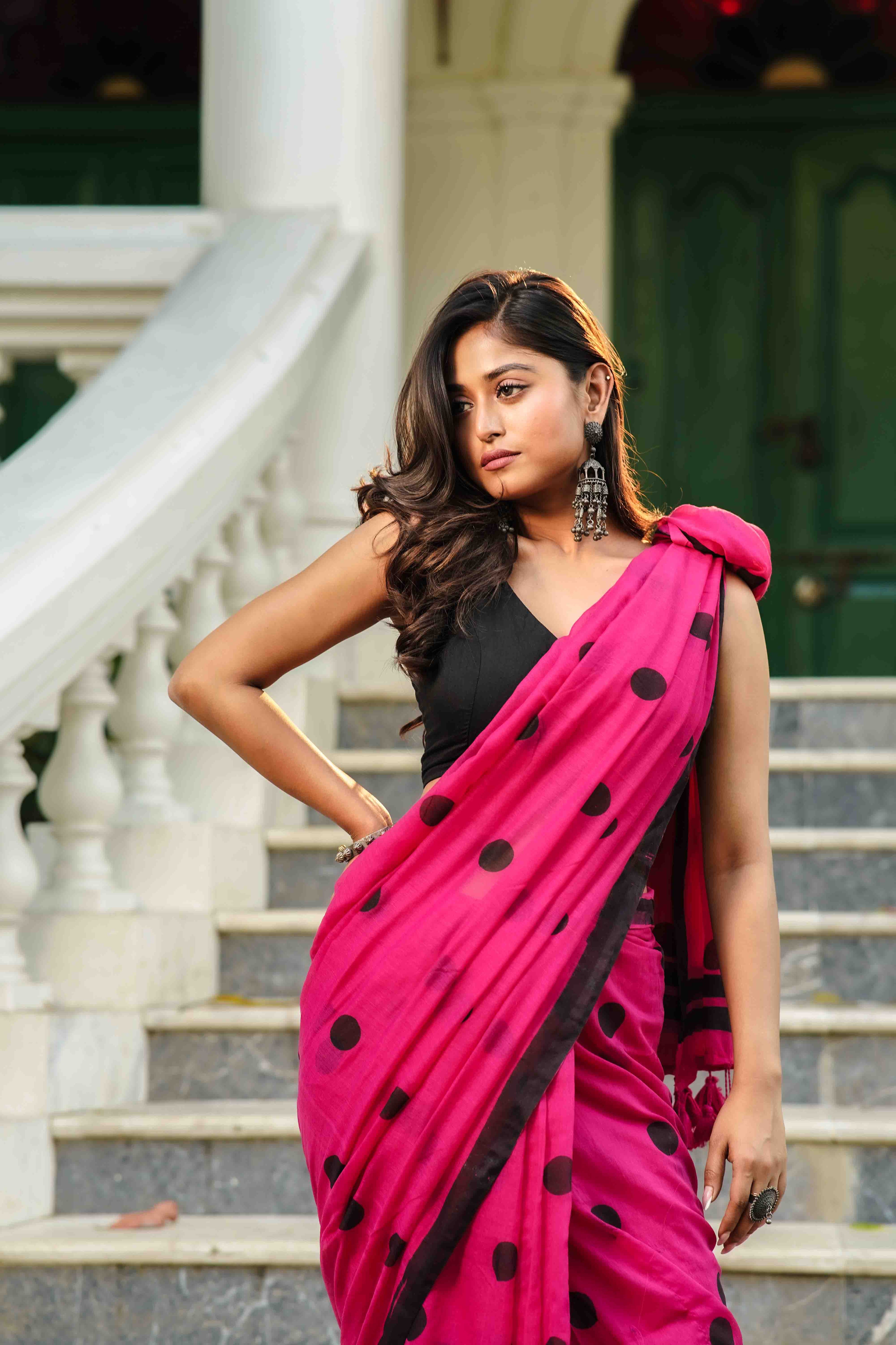 Rani Cotton Saree With Blouse Piece