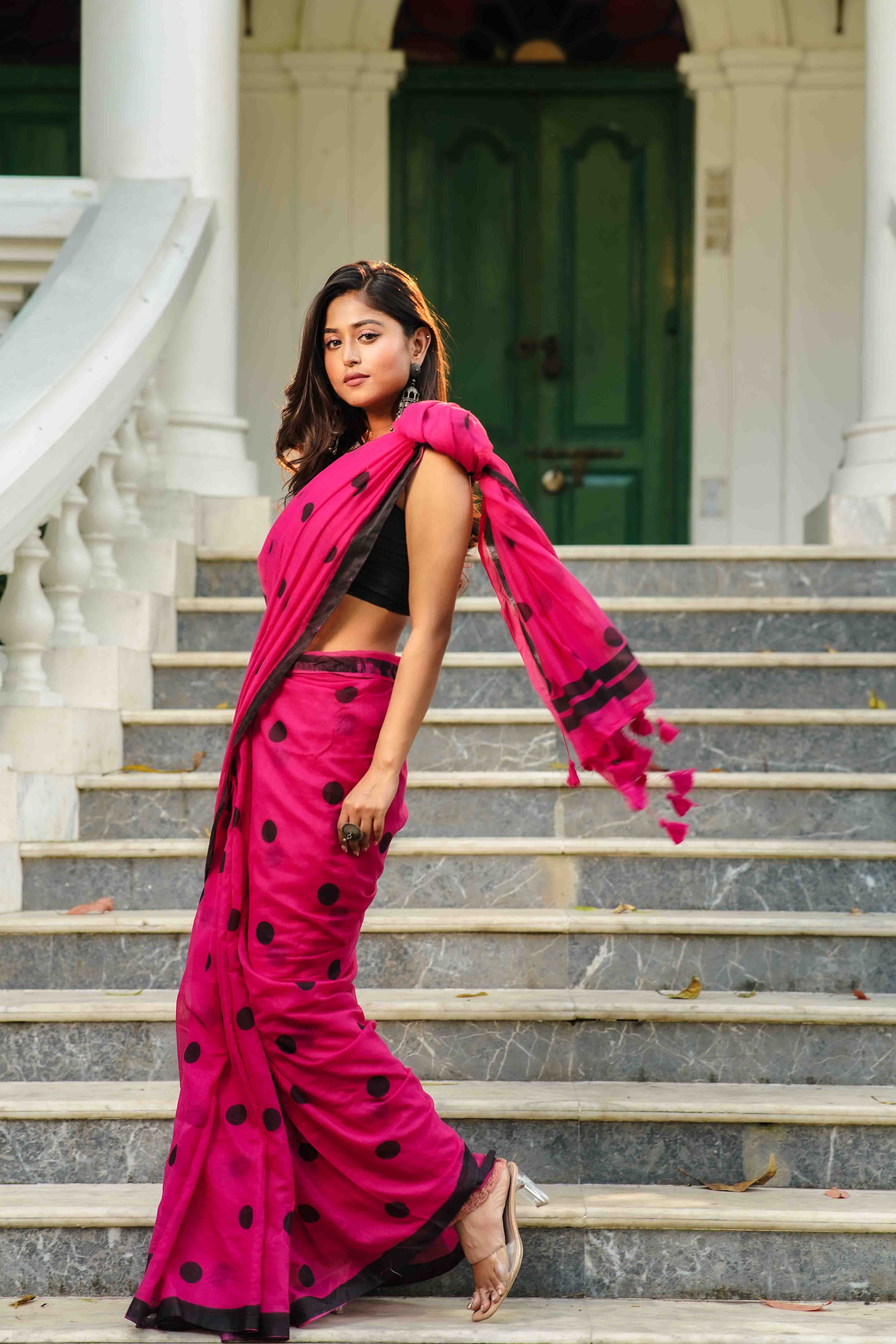 Rani Cotton Saree With Blouse Piece