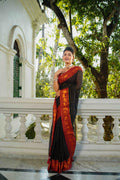 Black Cotton Saree Without Blouse Piece
