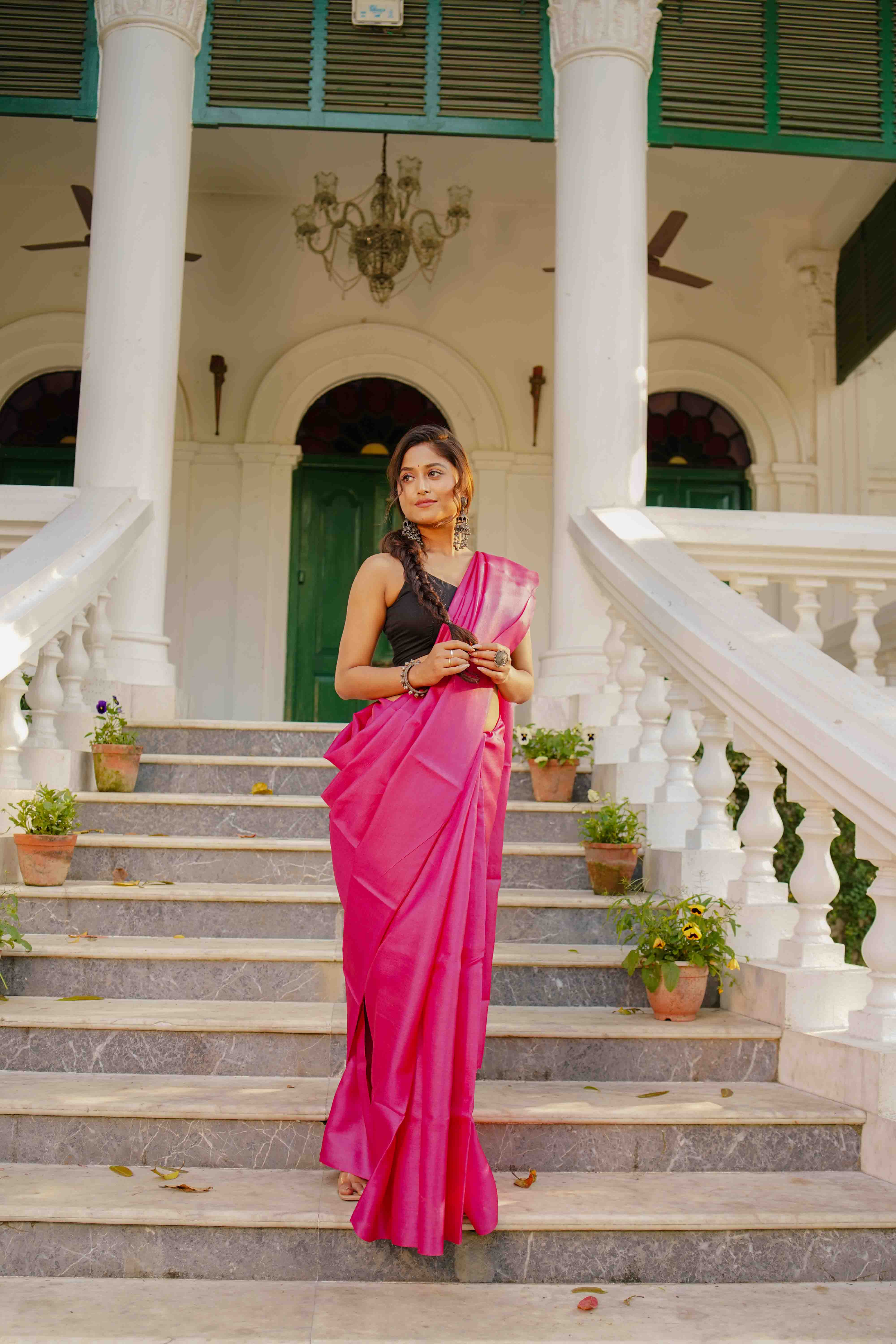 Rani Tussar Saree WITH Blouse Piece