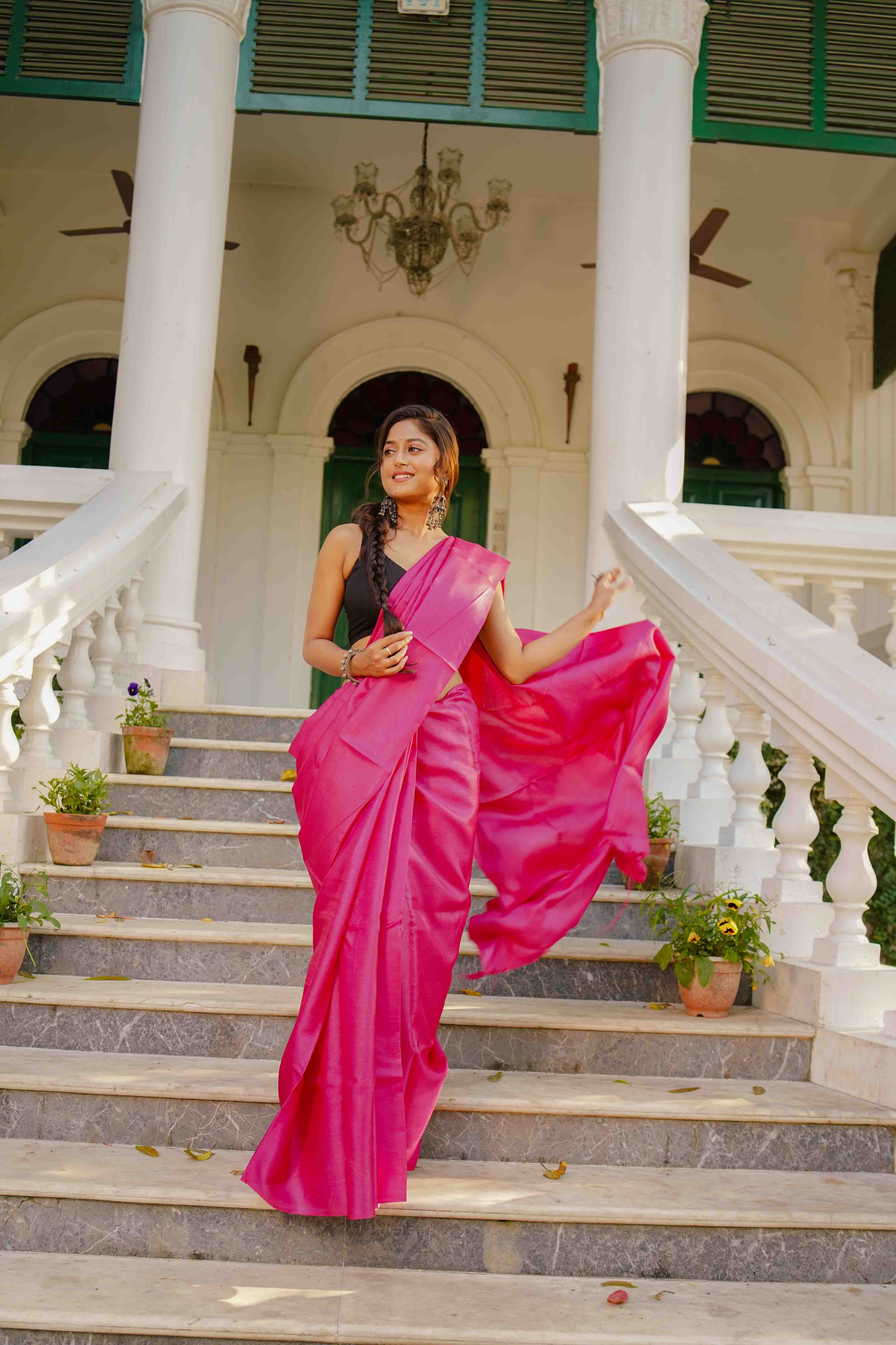 Rani Tussar Saree With Blouse Piece