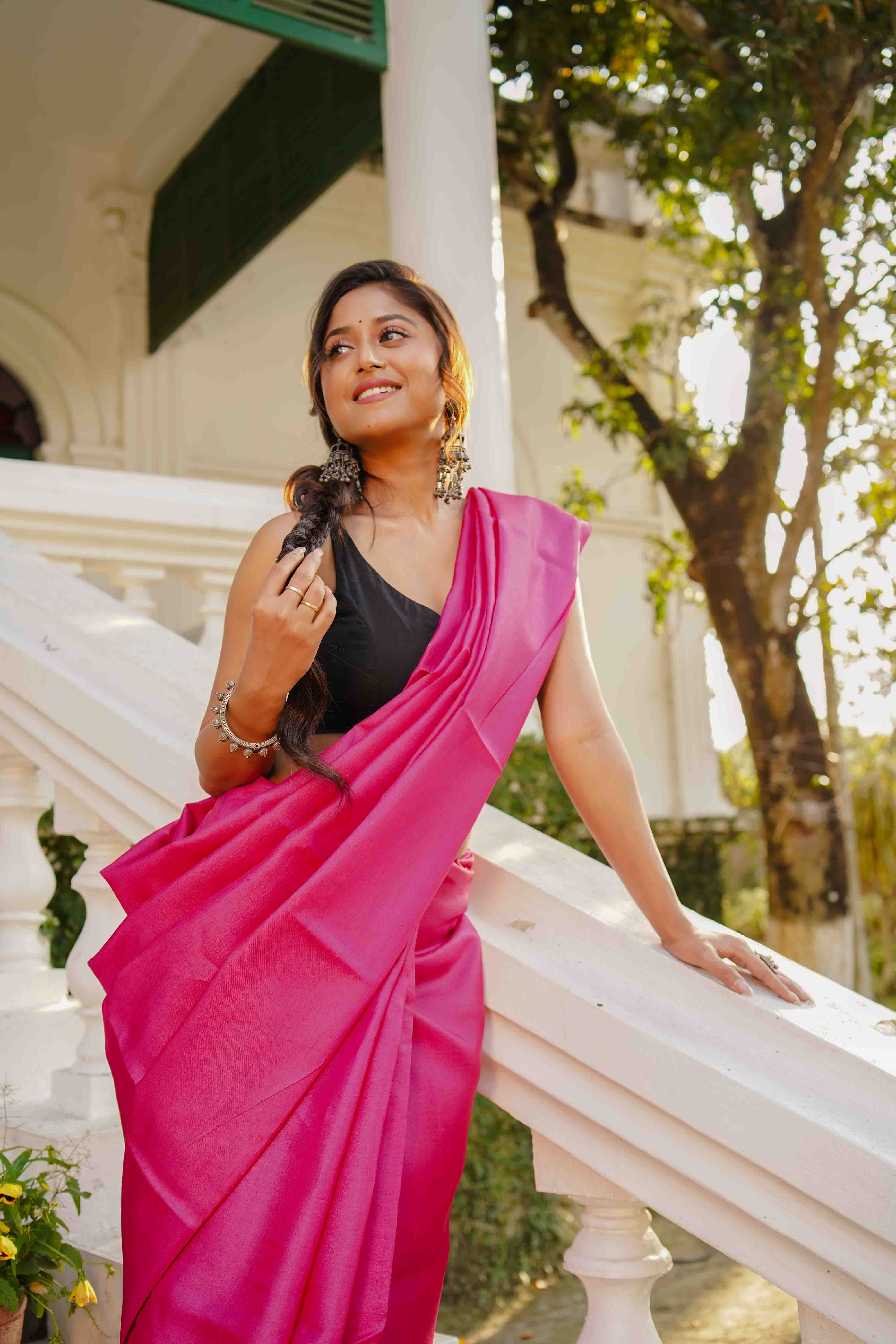 Rani Tussar Saree WITH Blouse Piece