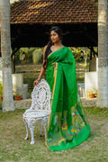 Green Muslin Saree With Blouse Piece
