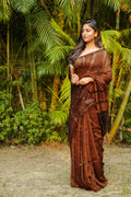 Coffee Matka Saree With Blouse Piece