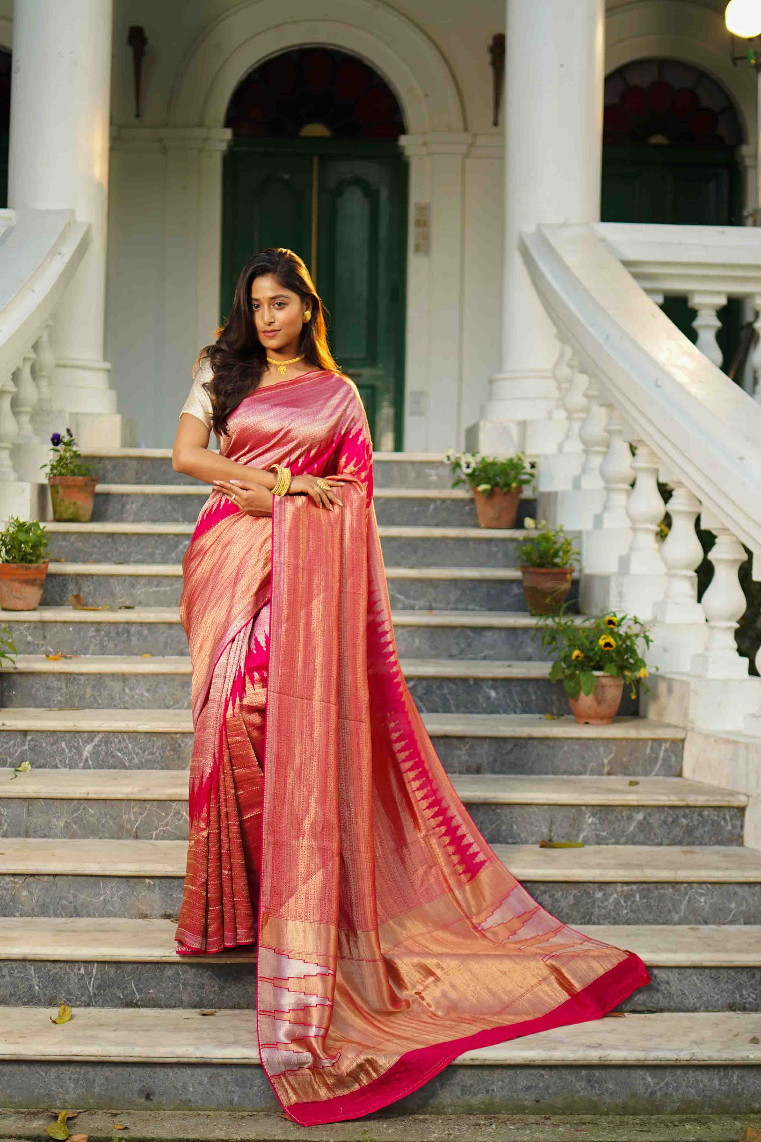 Rani Blended Mashru Banarasi Saree With Blouse Piece