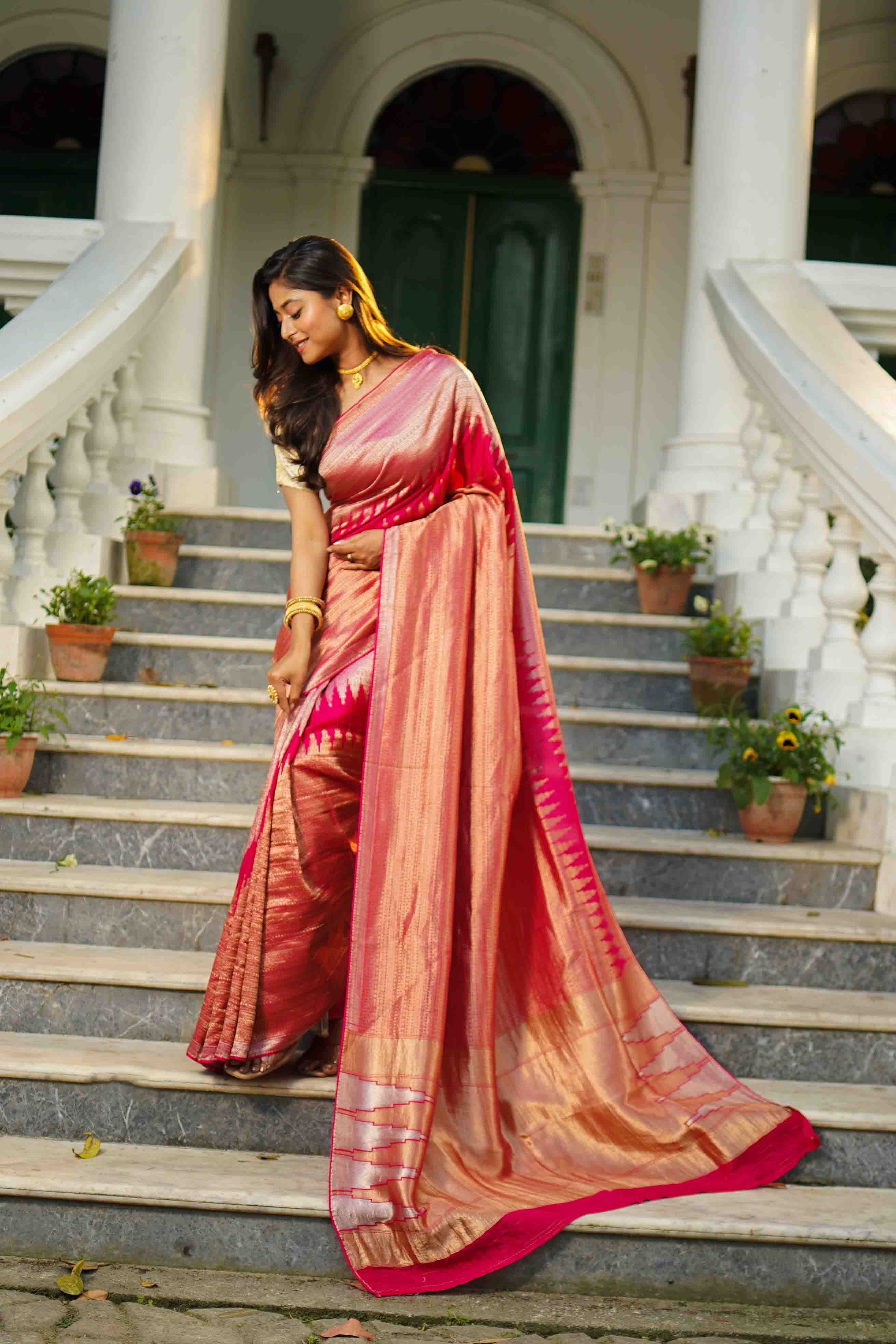Rani Blended Mashru Banarasi Saree With Blouse Piece