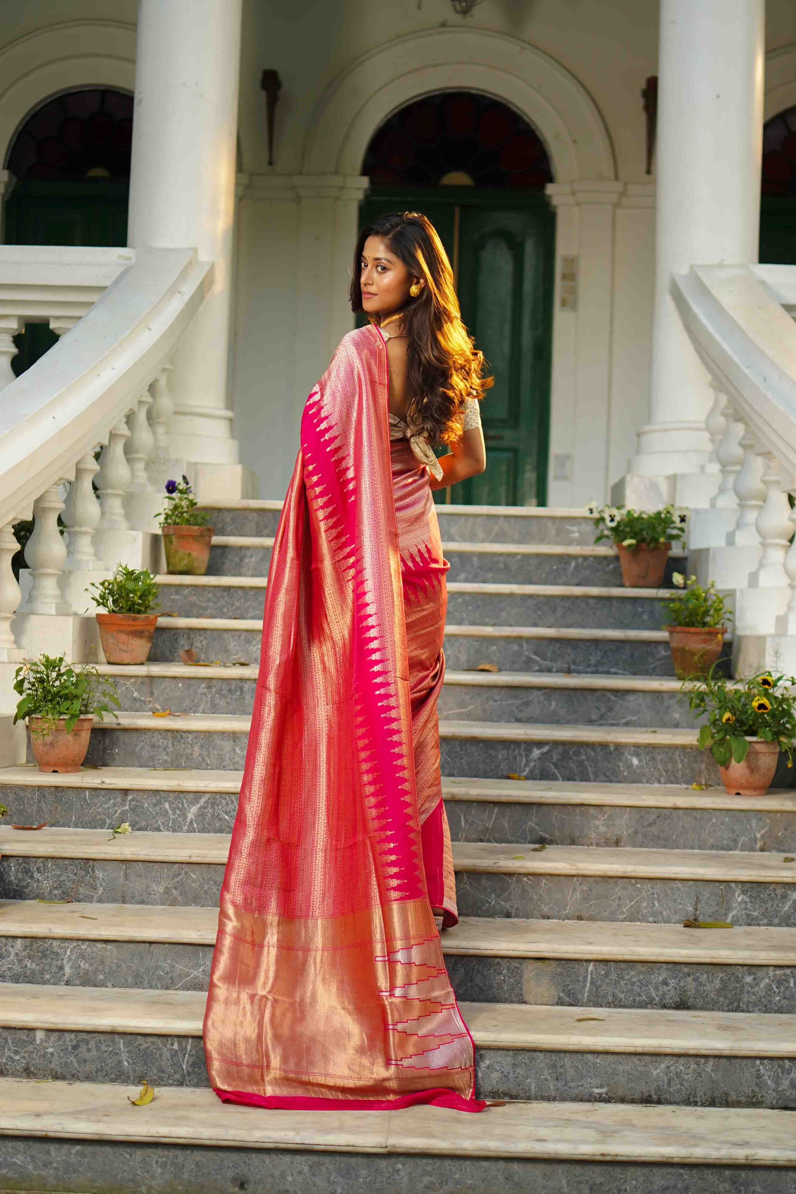 Rani Blended Mashru Banarasi Saree With Blouse Piece