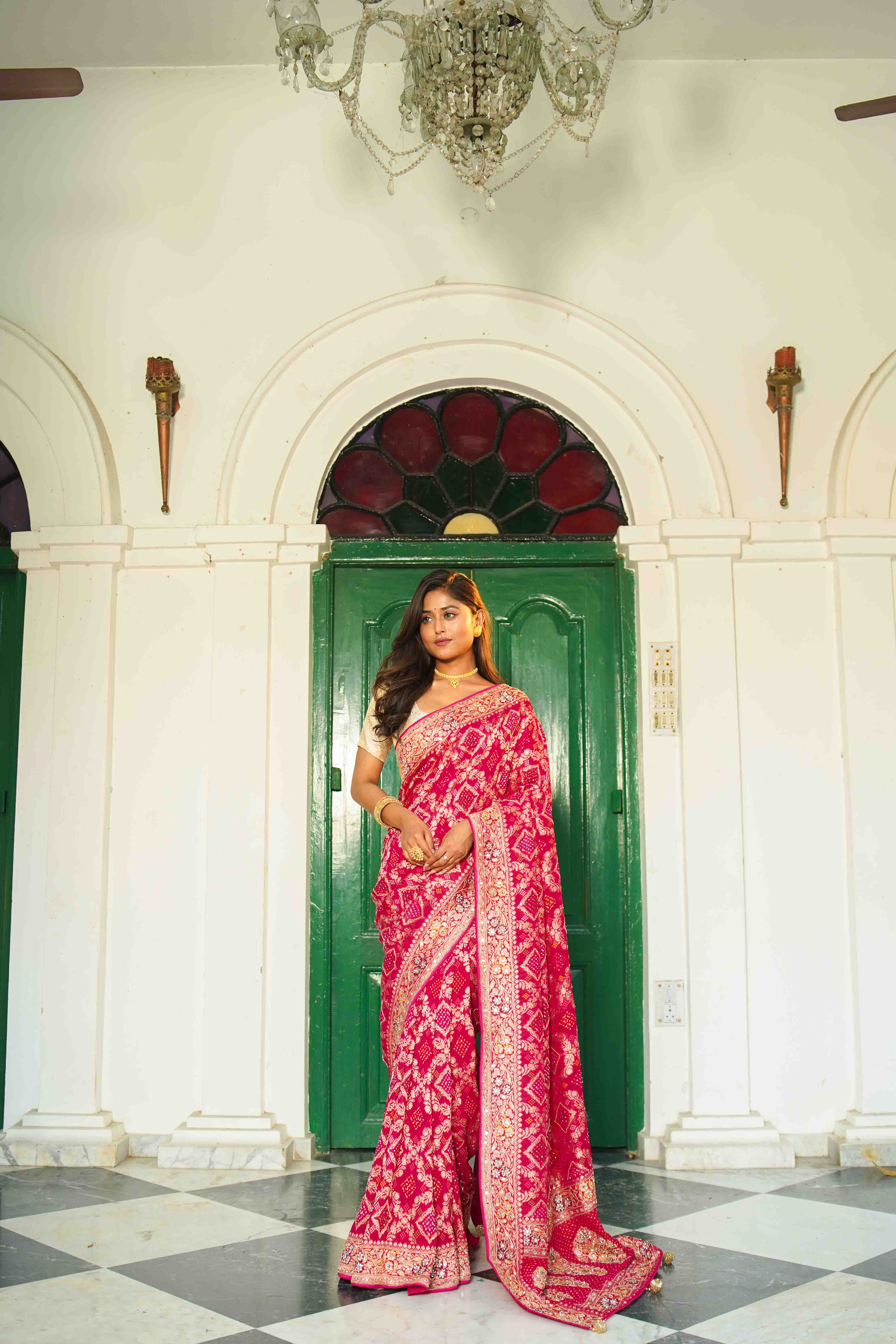 Rani Blended Khaddi Saree With Blouse Piece