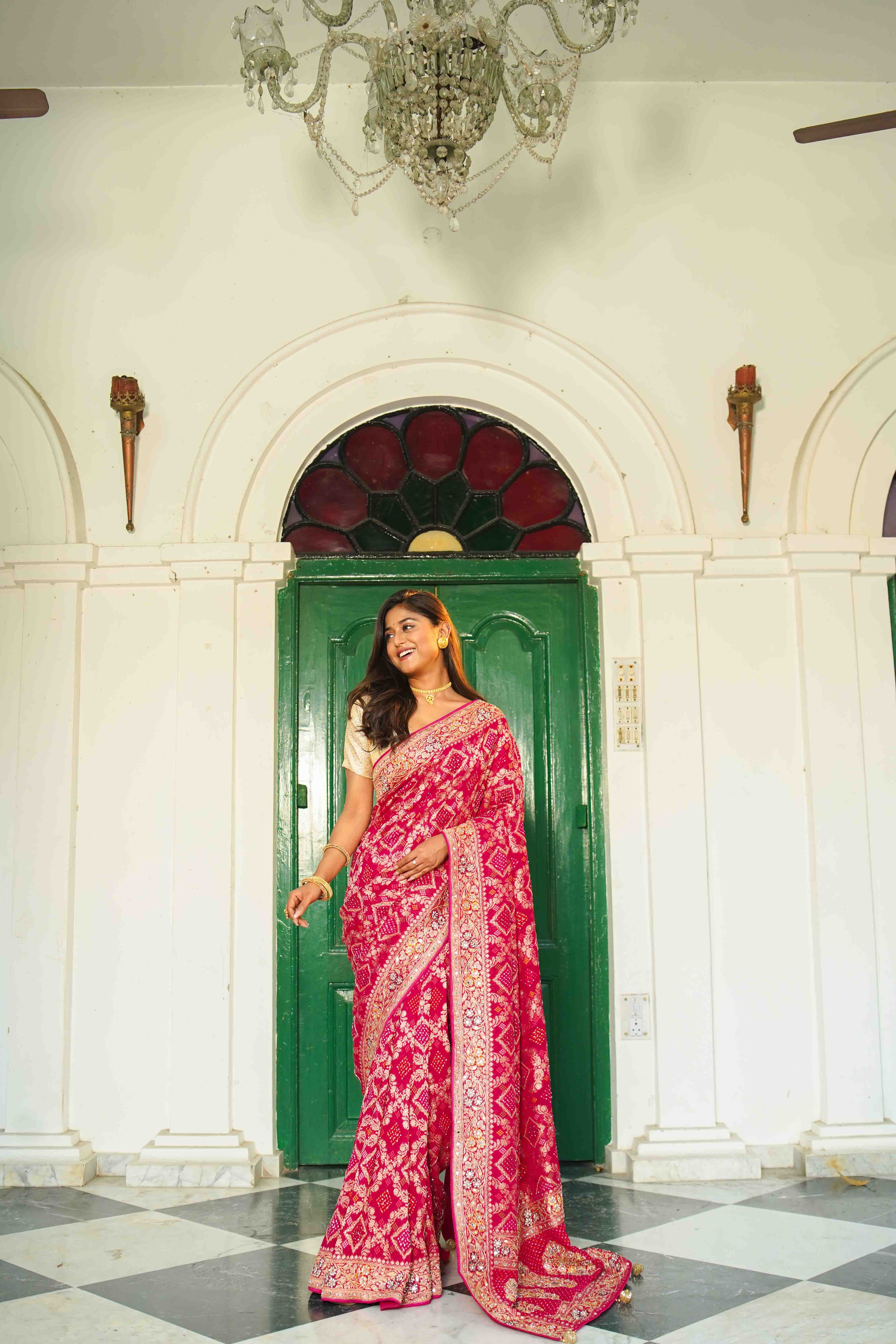 Rani Blended Khaddi Saree With Blouse Piece