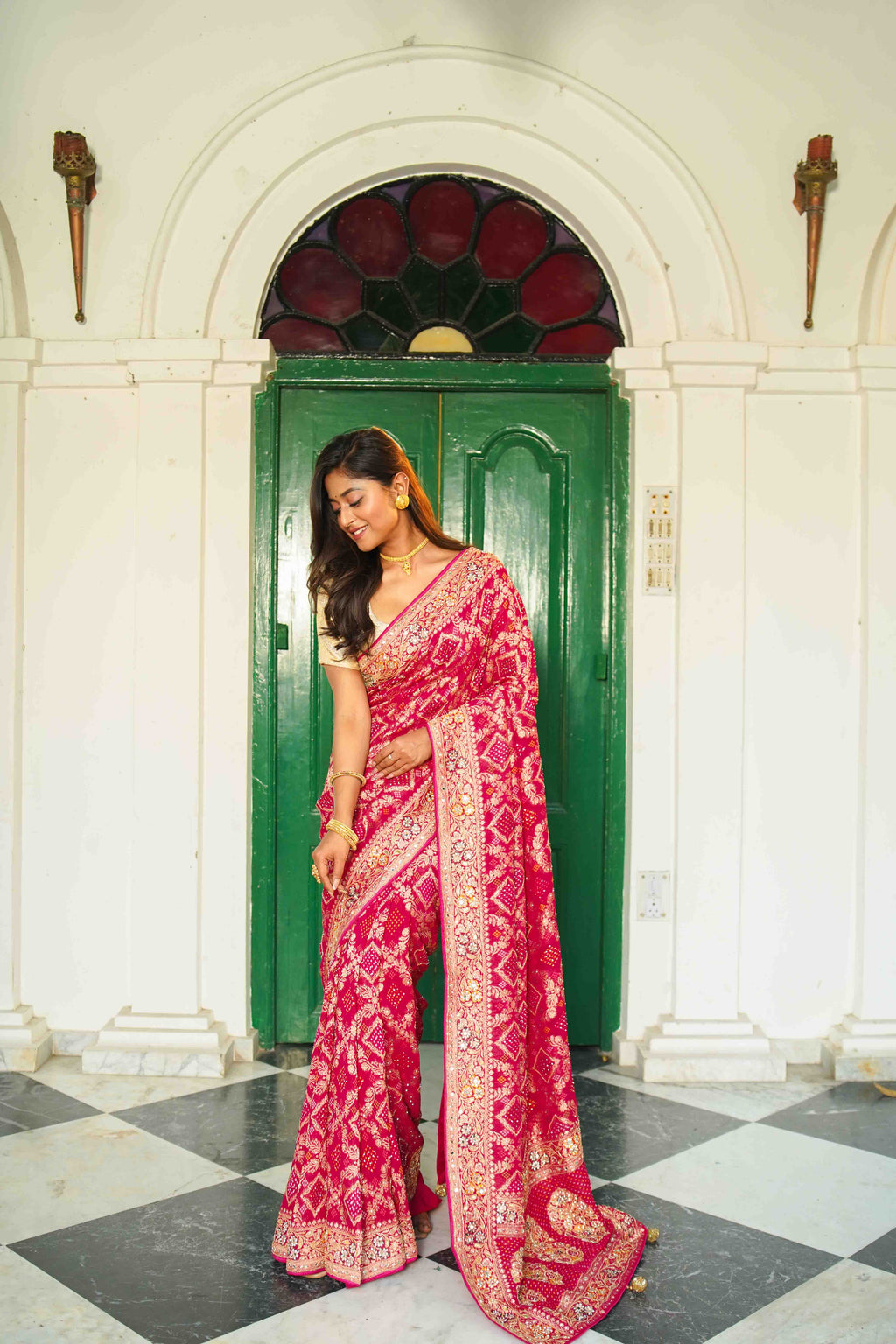 Rani Blended Khaddi Saree With Blouse Piece