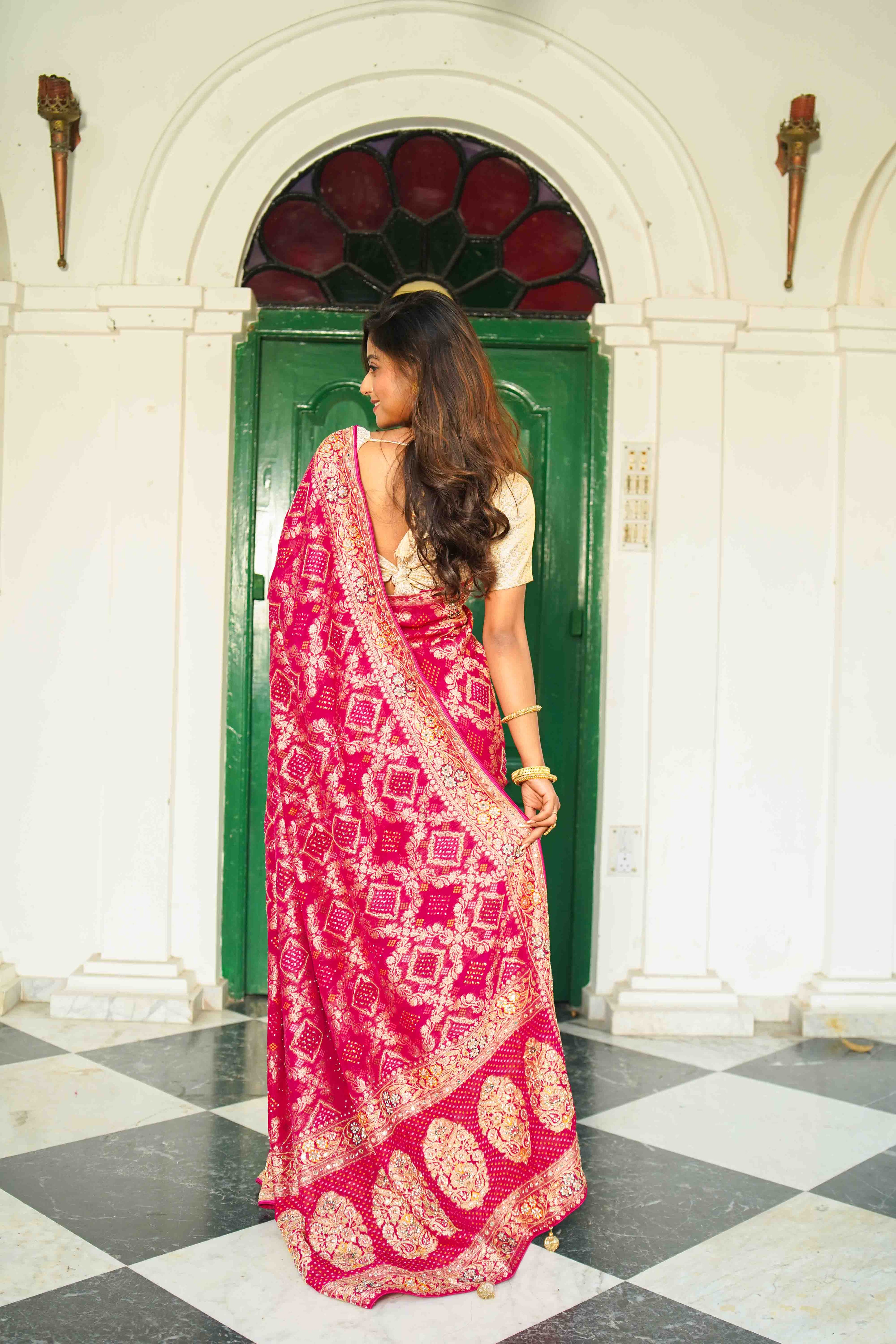Rani Blended Khaddi Saree With Blouse Piece