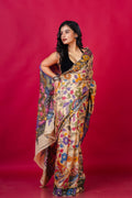 Tussar Base Tussar Kalahasti Kalamkari Saree With Blouse Piece