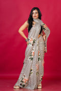 Black and White Satin  Saree With Blouse Piece