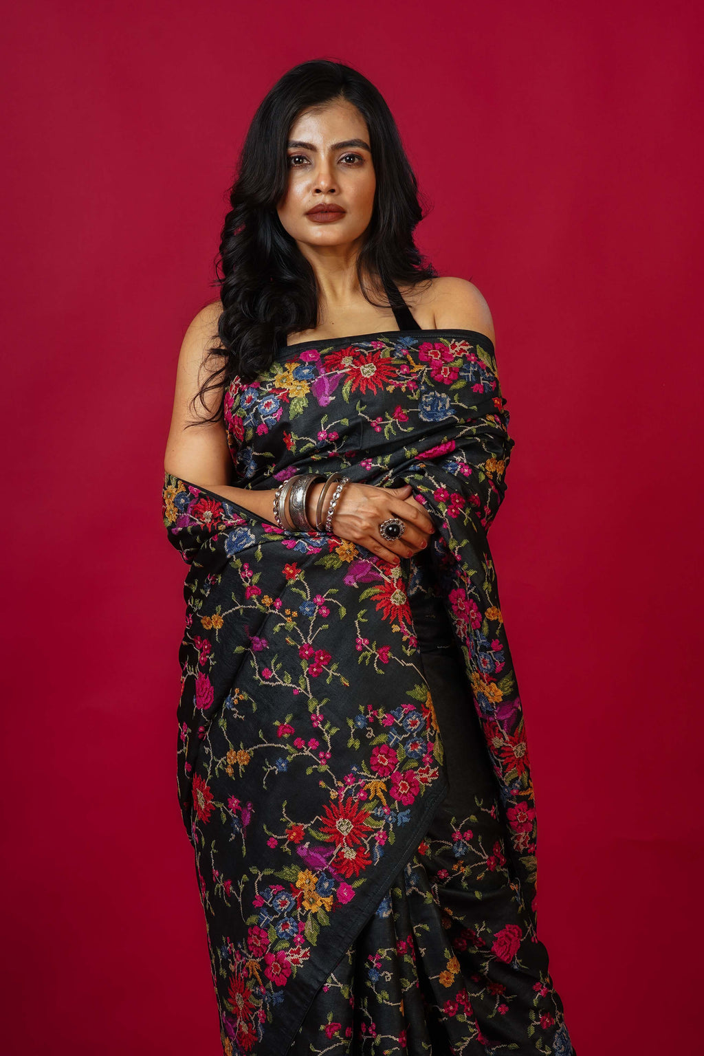 Black Bengal Tussar Saree With Blouse Piece