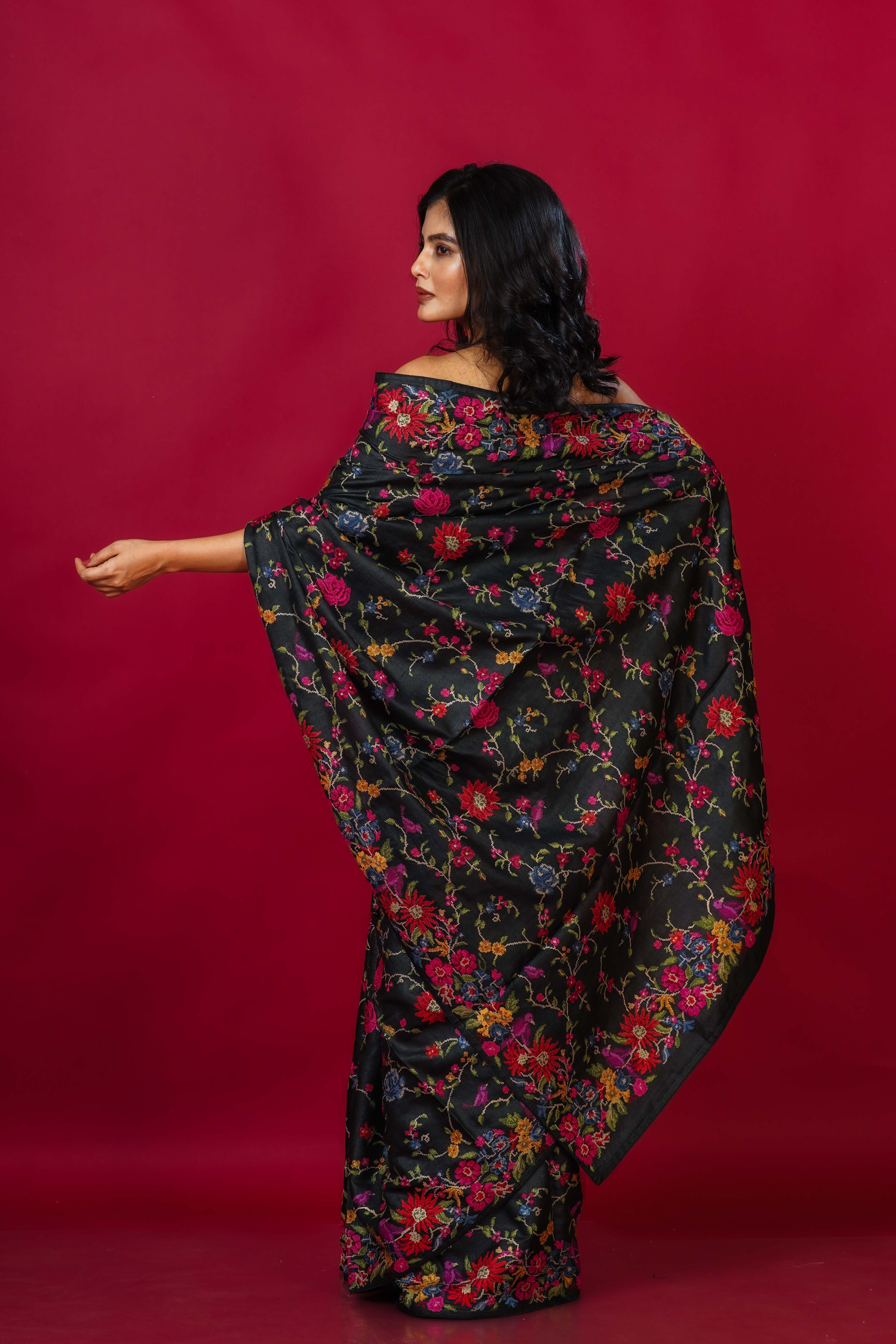 Black Bengal Tussar Saree With Blouse Piece