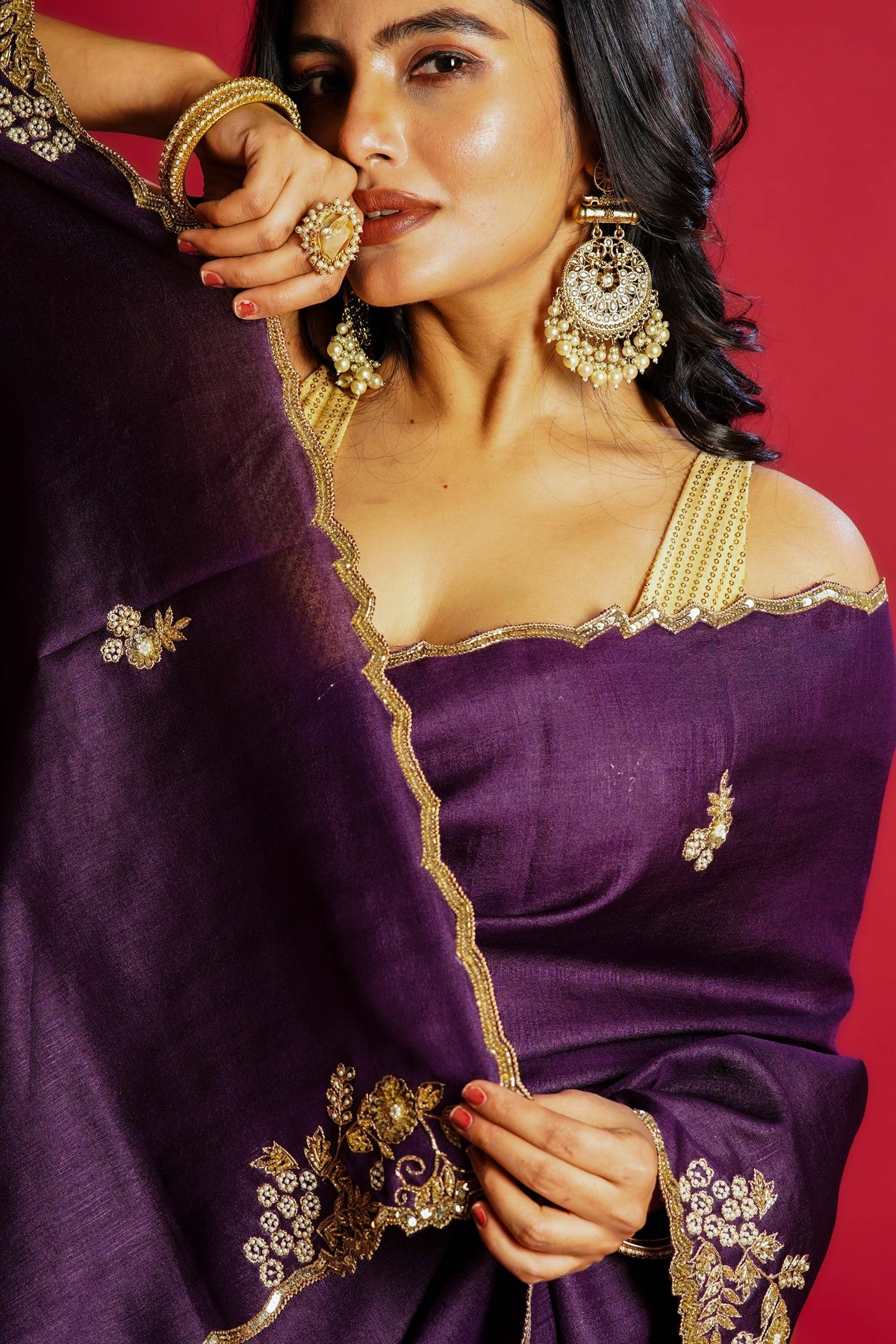 Purple Tussar  Saree With Blouse Piece
