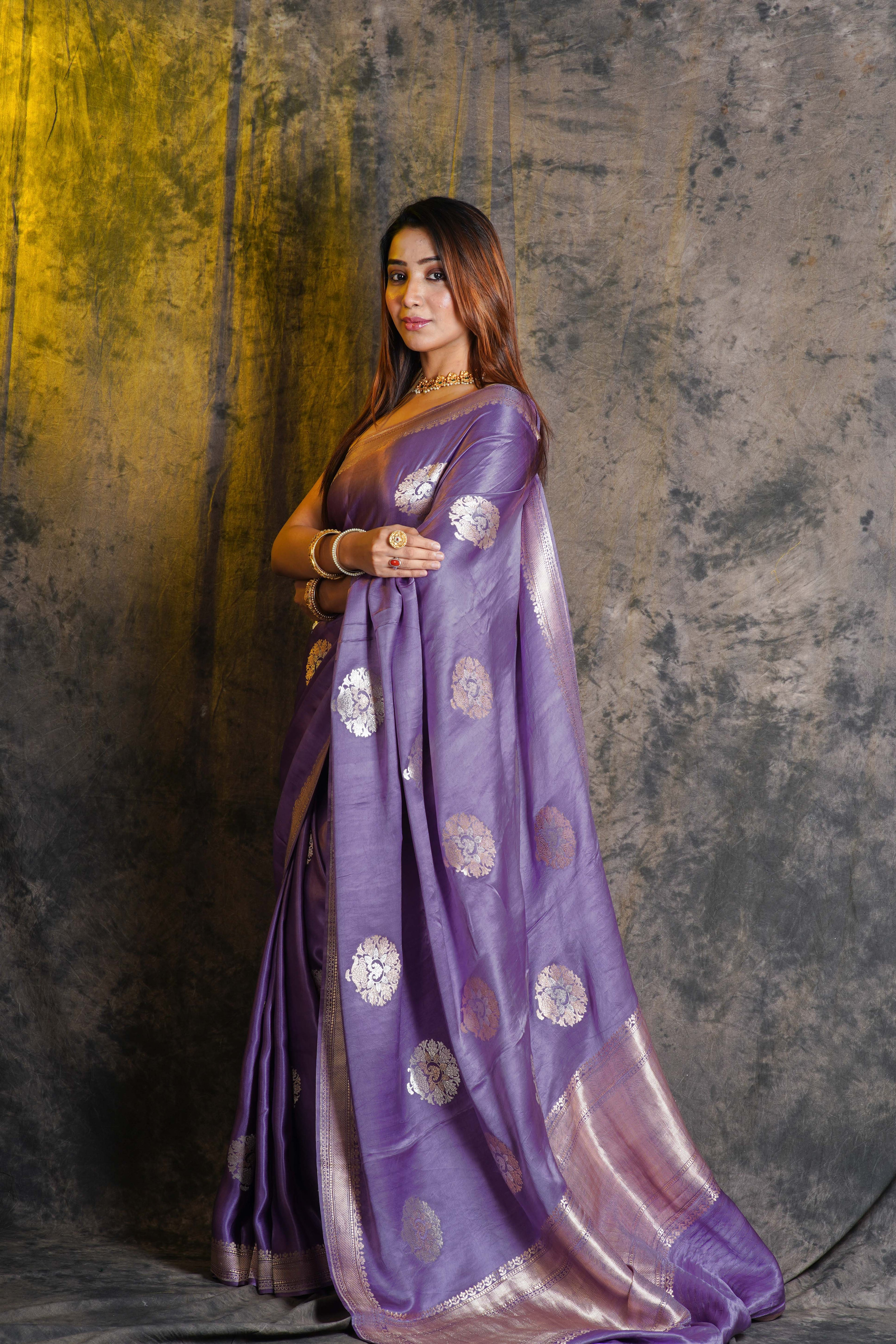 Mof Mashru Silk Banarasi Saree With Blouse Piece