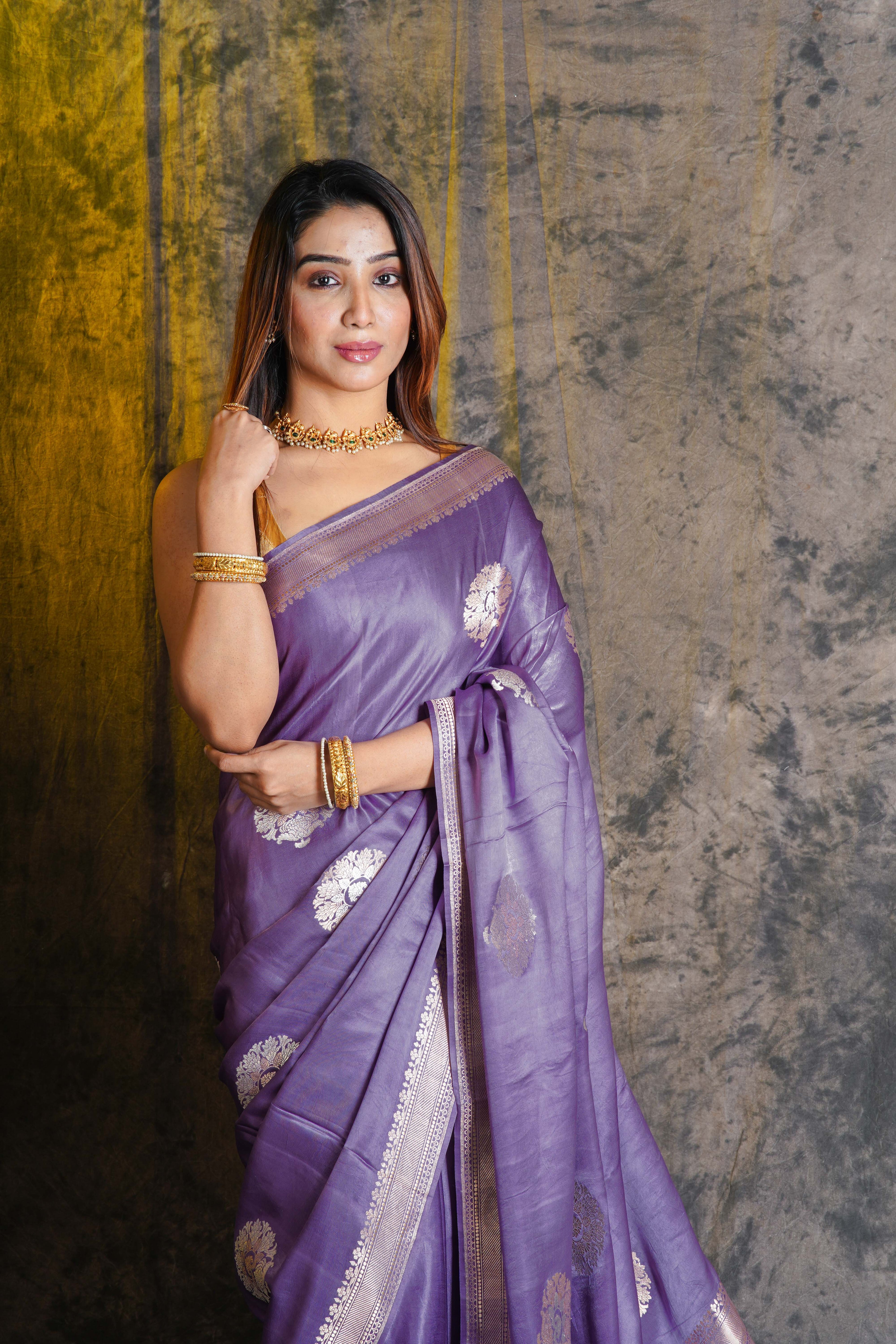 Mof Mashru Silk Banarasi Saree With Blouse Piece