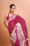 Rani Kora Silk Banarasi Saree With Blouse Piece