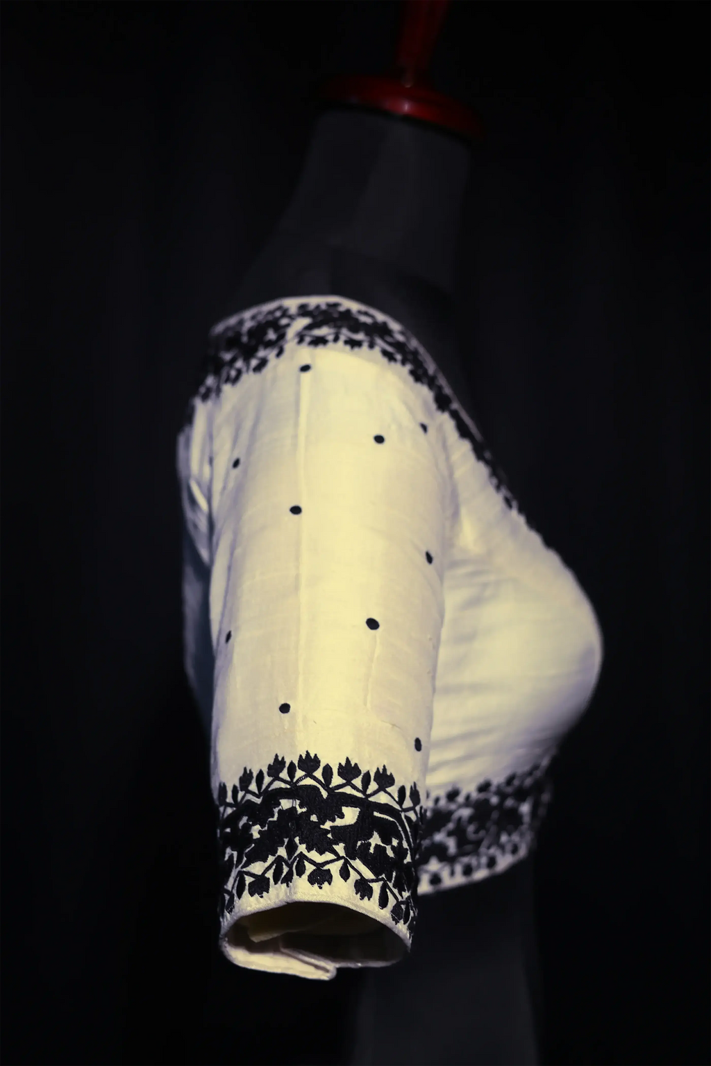 White & Black Jamdani Raw Silk Blouse For Women Jamdani Style Weddingwear