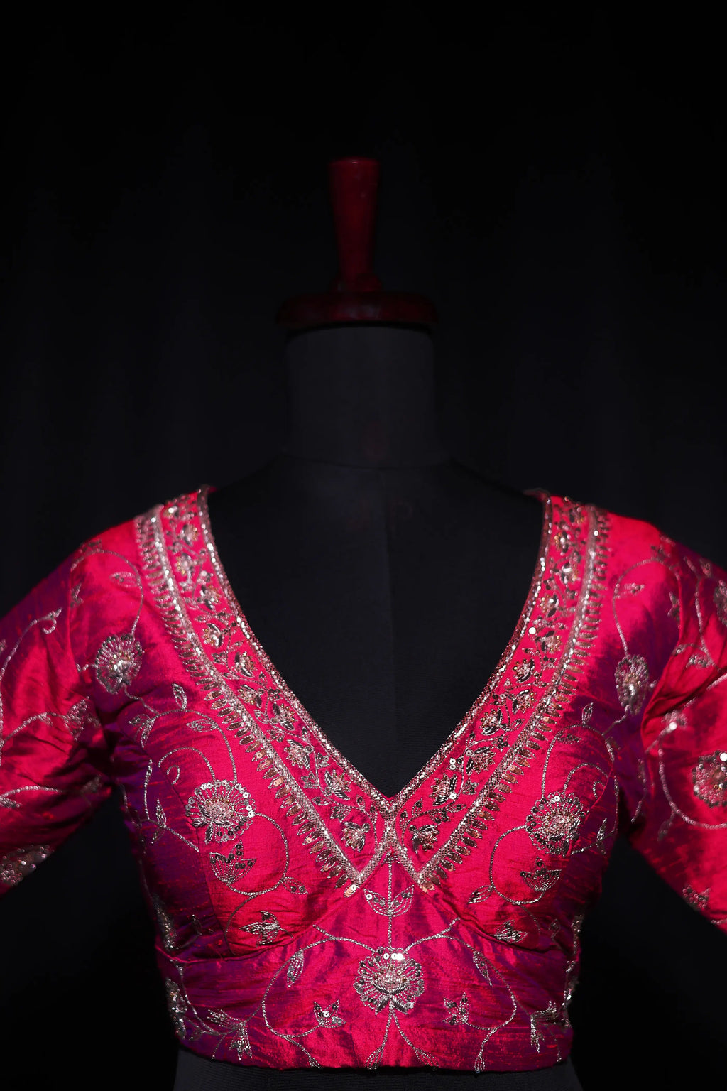 Magenda Dual Tone Raw Silk Blouse For Women Jaal Style Party wear