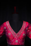 Magenda Dual Tone Raw Silk Blouse For Women Jaal Style Party wear