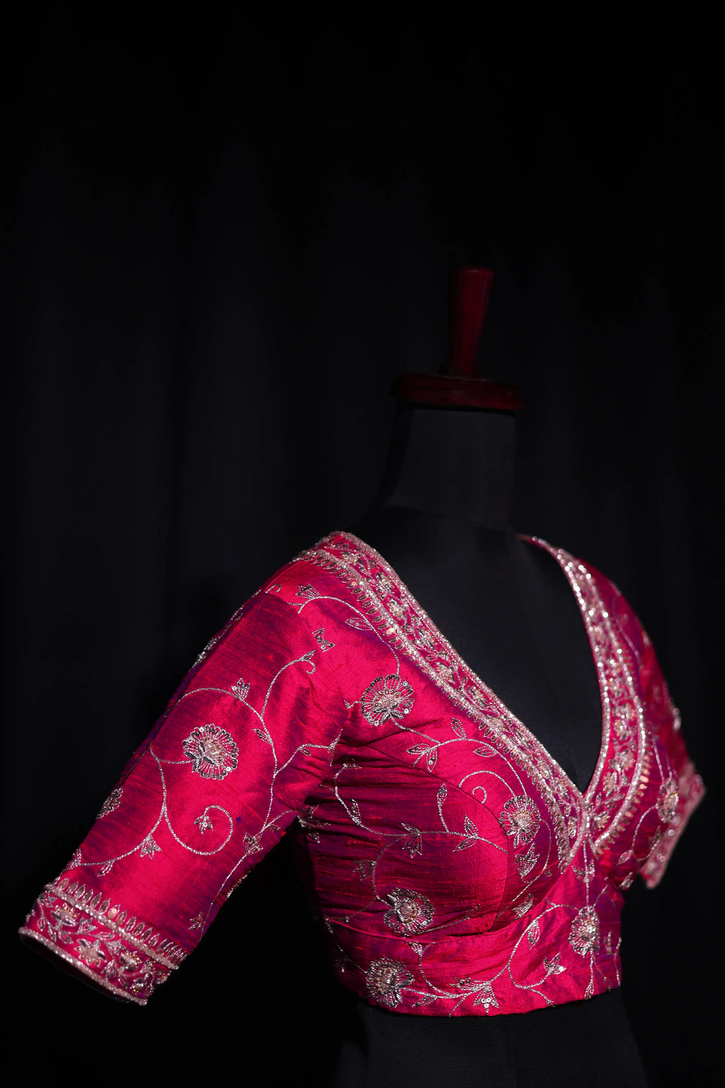 Magenda Dual Tone Raw Silk Blouse For Women Jaal Style Party wear
