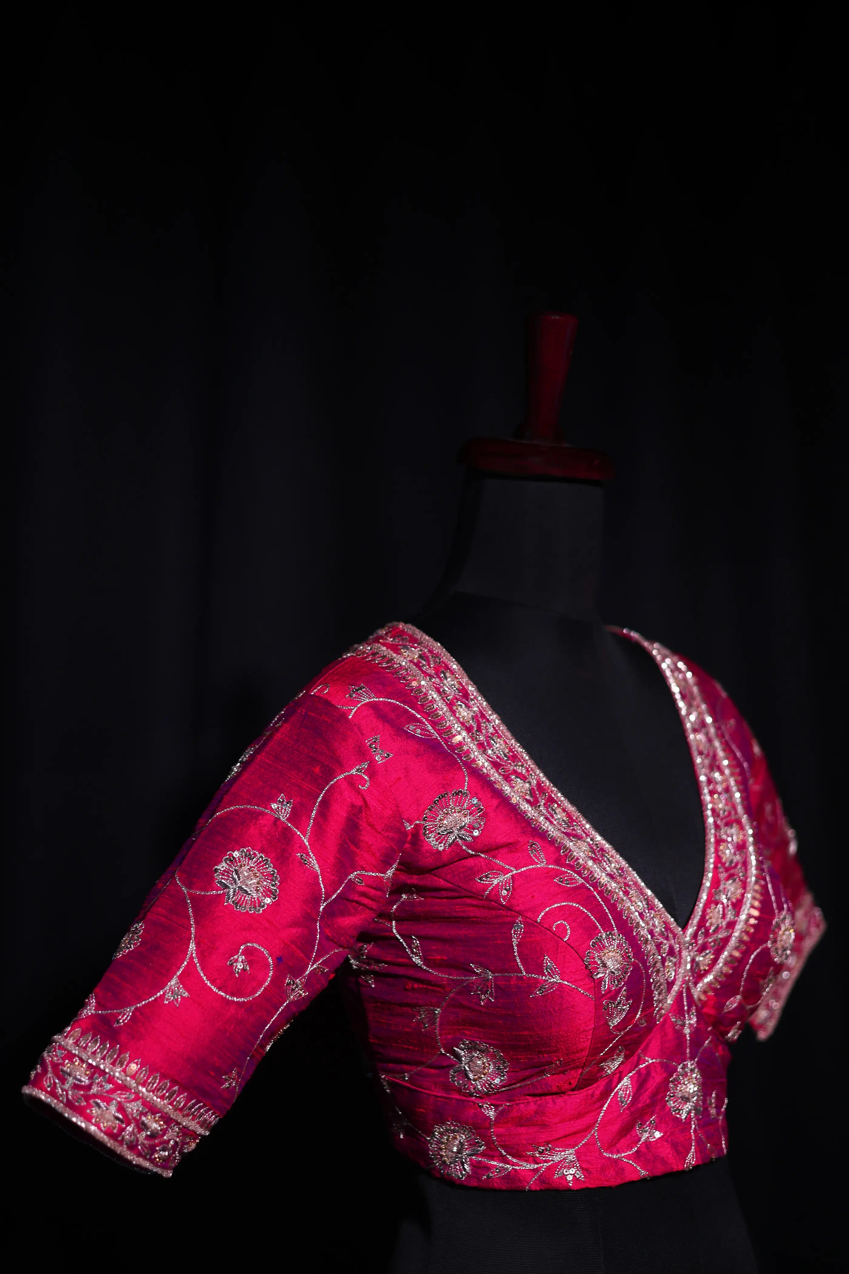 Magenda Dual Tone Raw Silk Blouse For Women Jaal Style Party wear