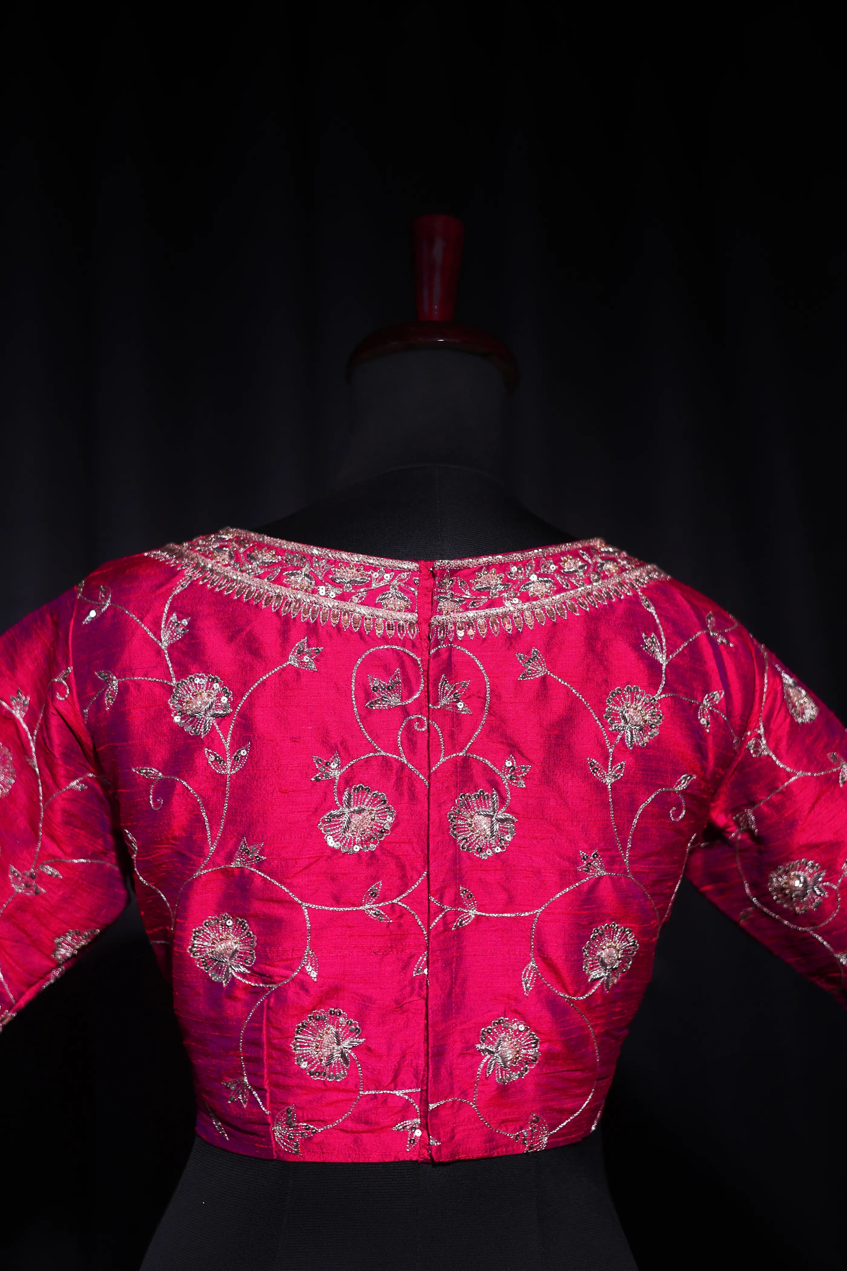 Magenda Dual Tone Raw Silk Blouse For Women Jaal Style Party wear