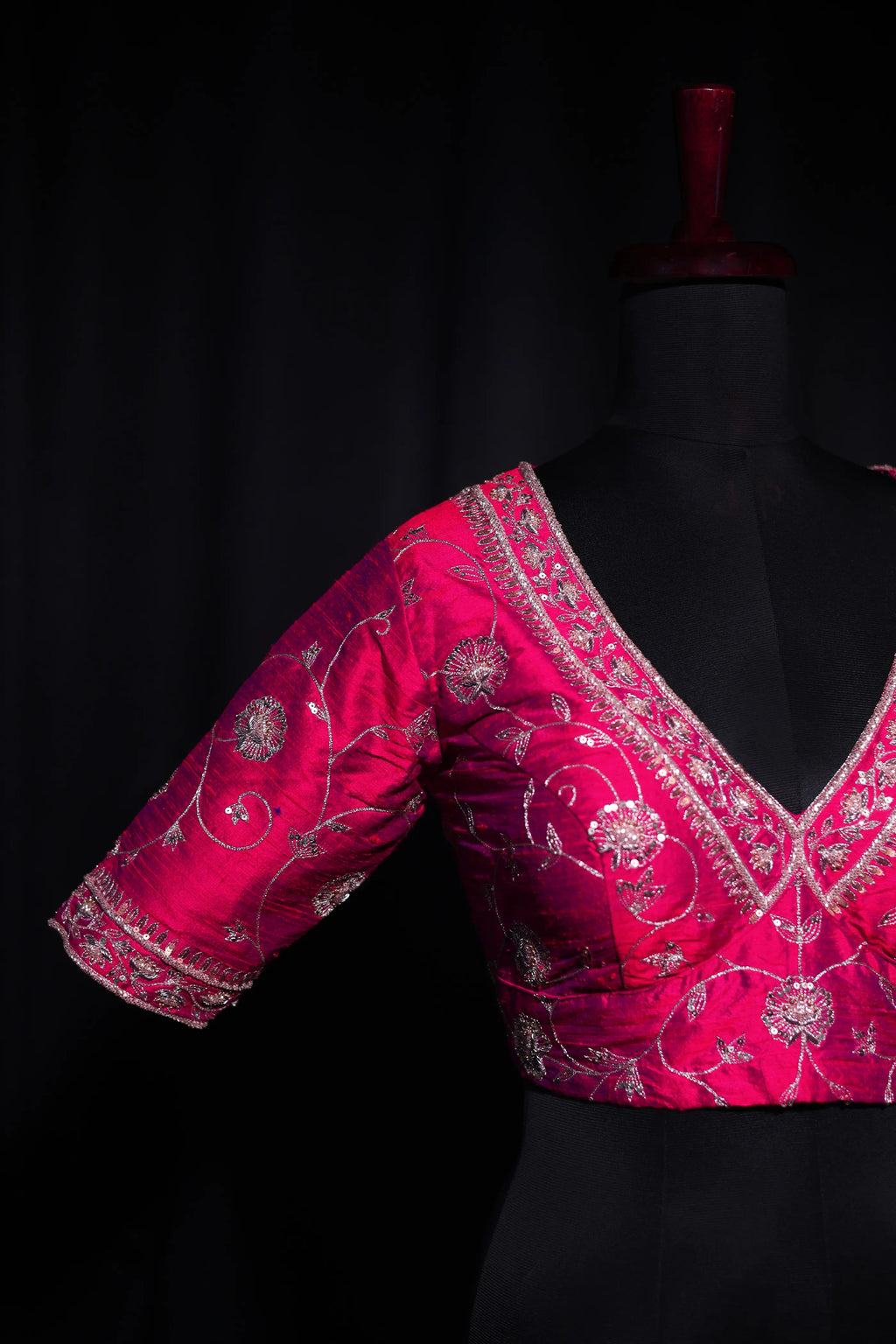 Magenda Dual Tone Raw Silk Blouse For Women Jaal Style Party wear