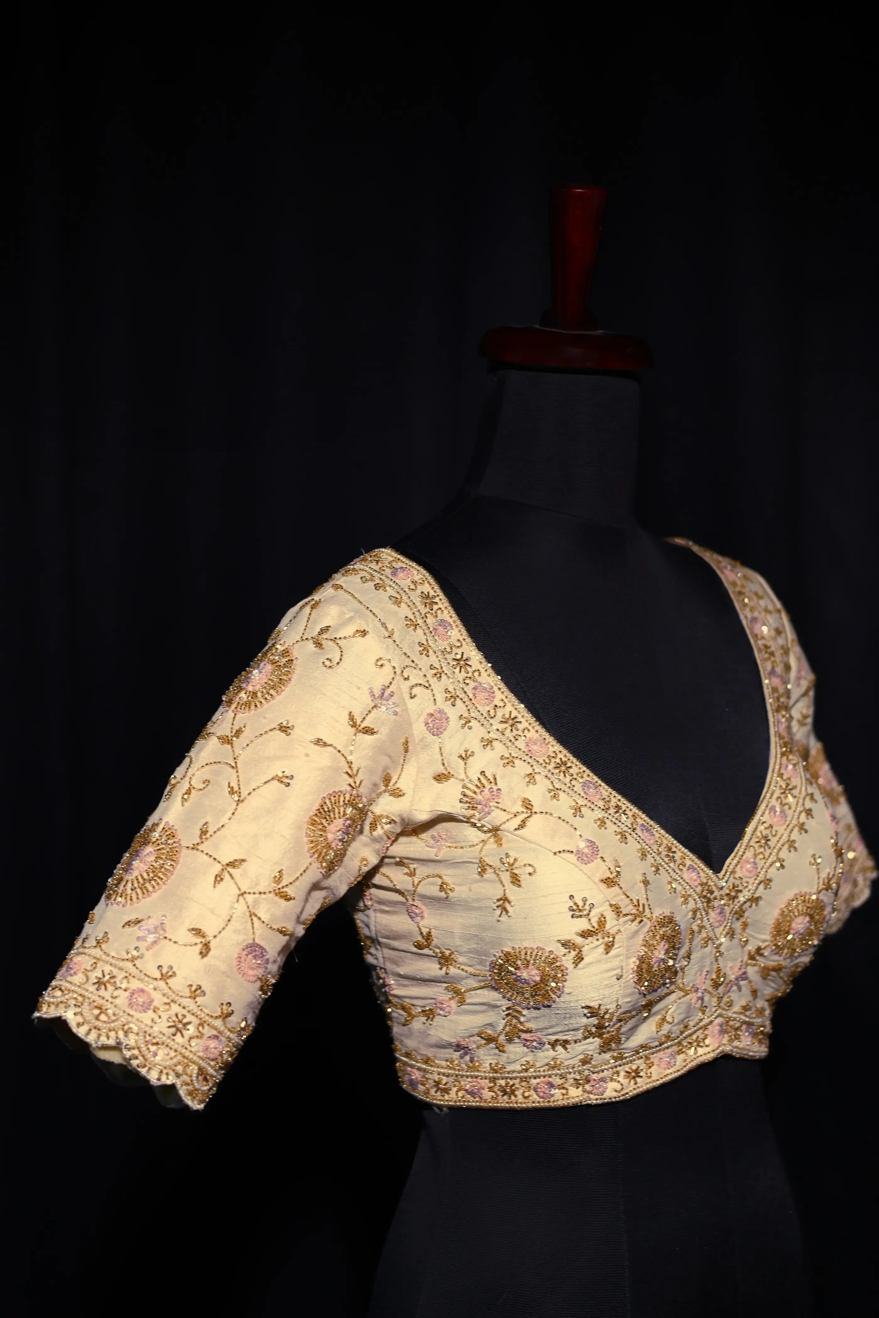 Offwhite Raw Silk Blouse For Women Jaal Style Party wear