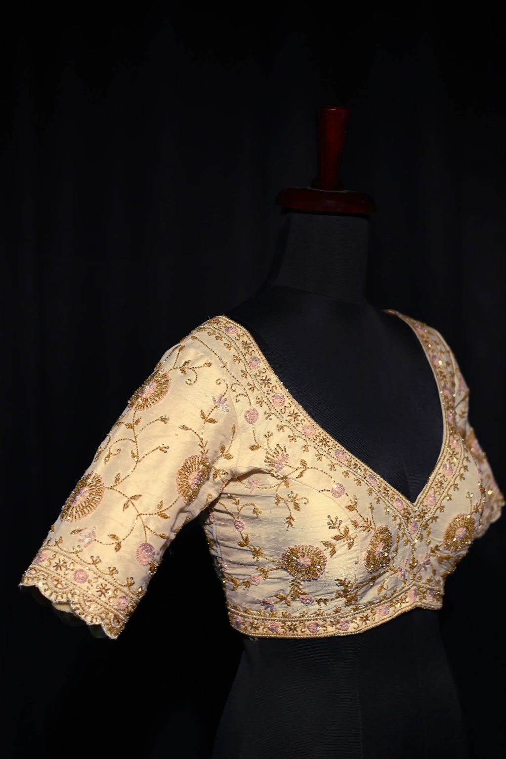Offwhite Raw Silk Blouse For Women Jaal Style Party wear
