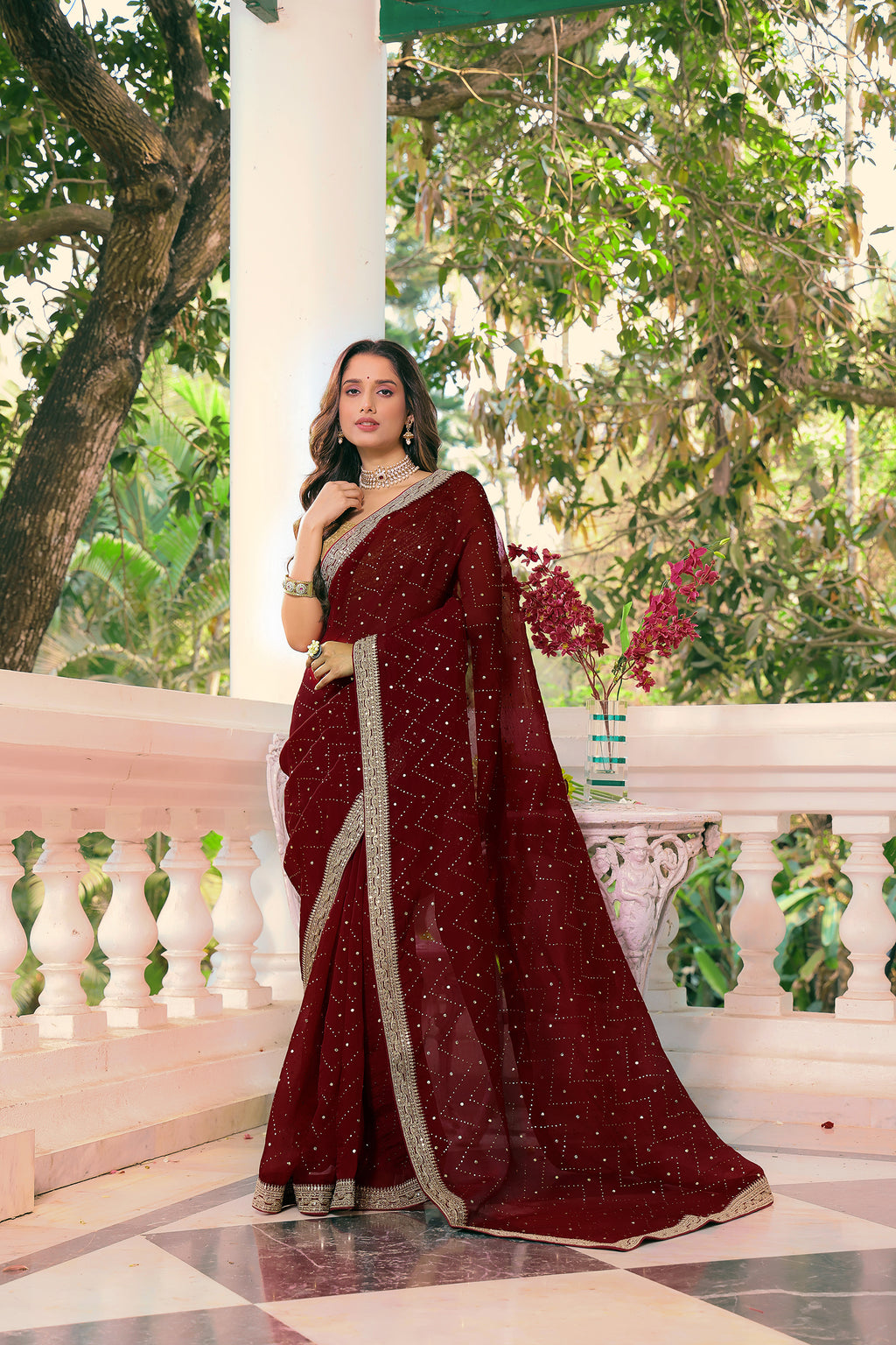 Organza Mukesh Work