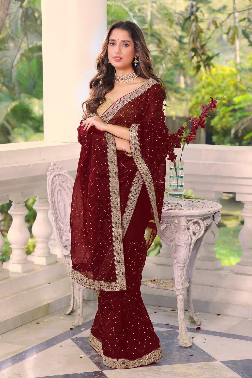 Organza Mukesh Work