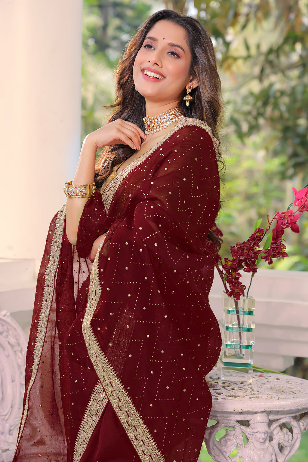 Organza Mukesh Work