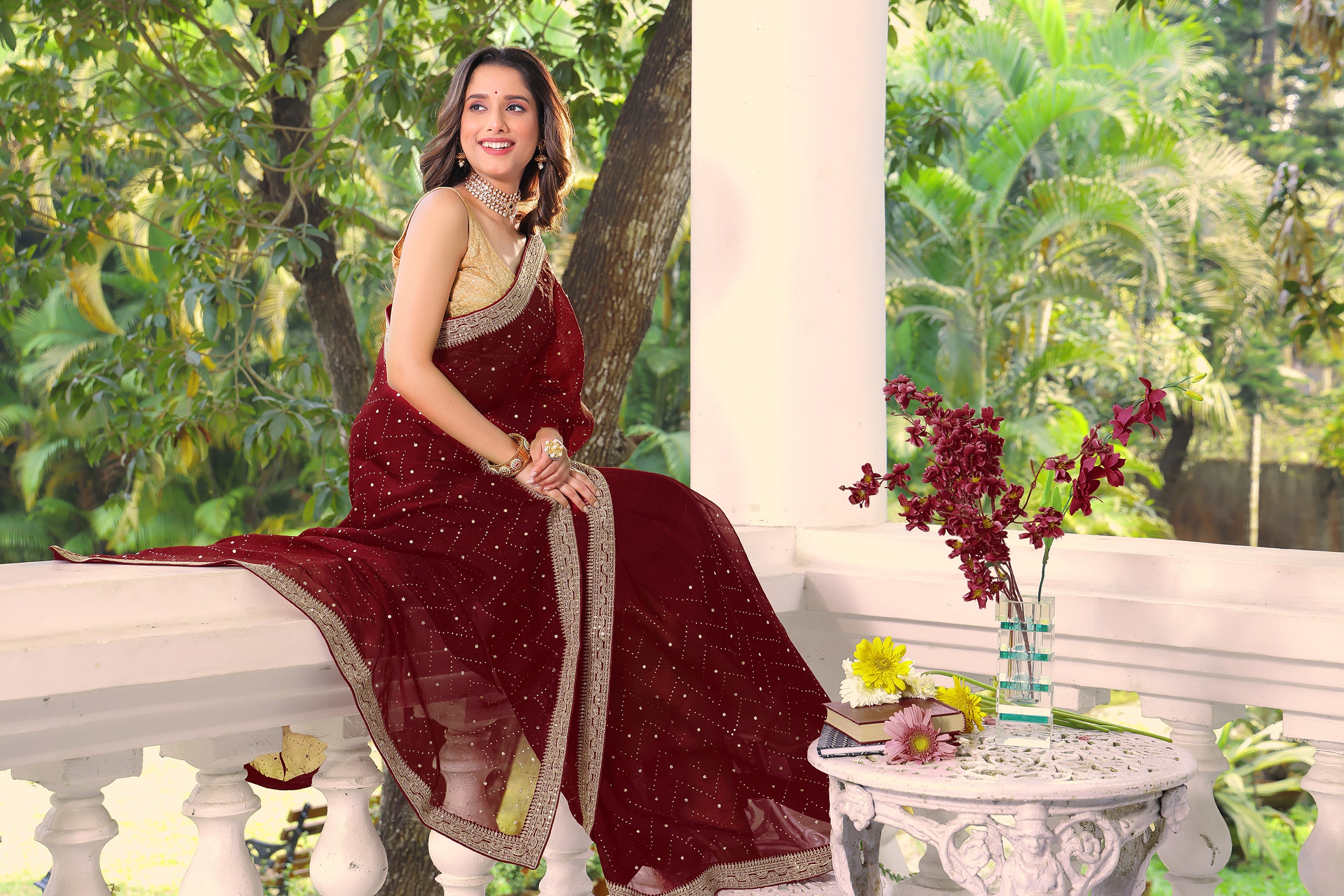 Organza Mukesh Work