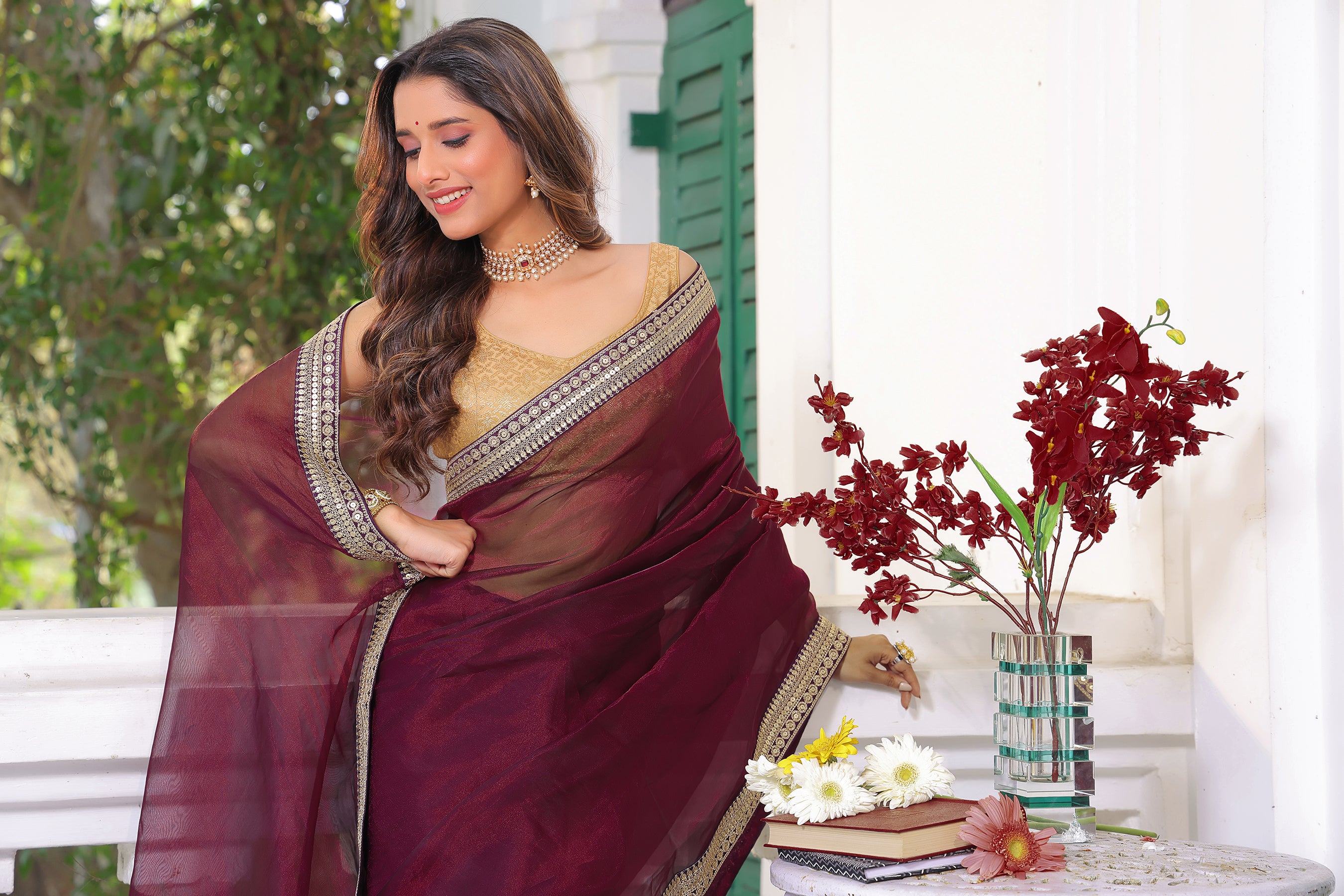 Pure Tissue Zari Border