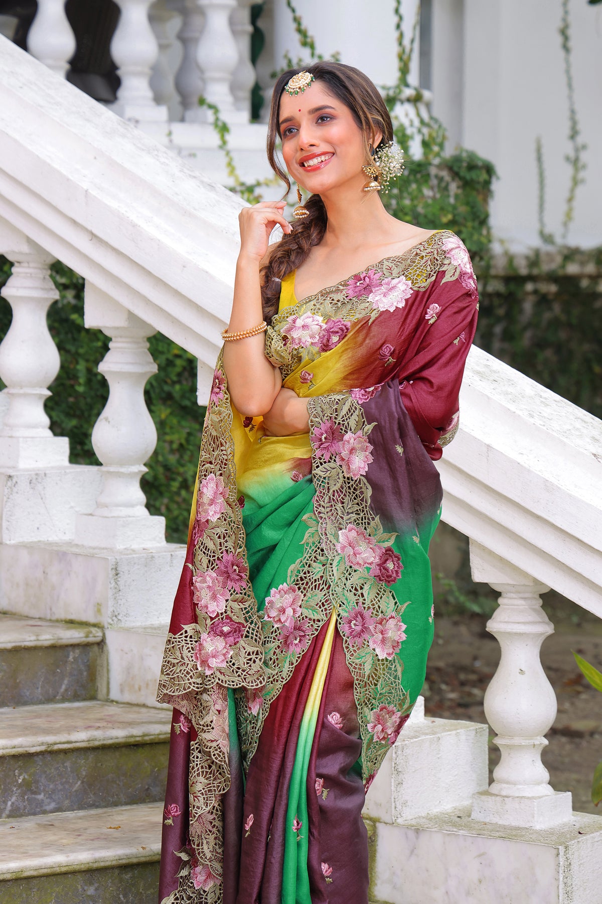 Tussar Cut Work