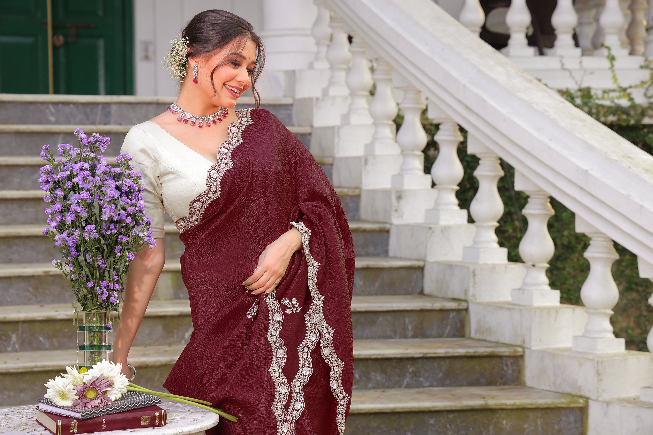 Crush Tissue Zardosi Work