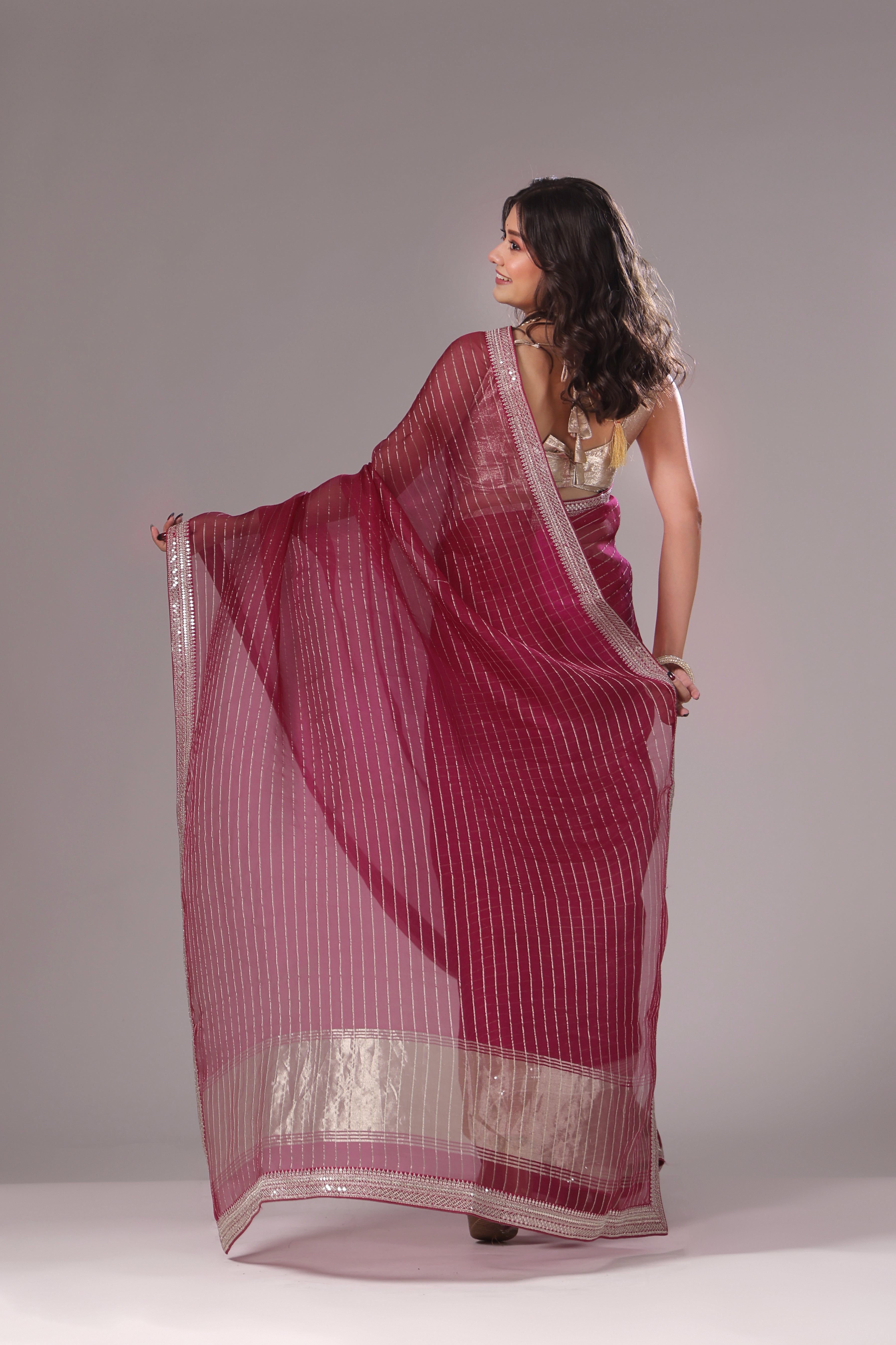 Checks Organza Zari Border