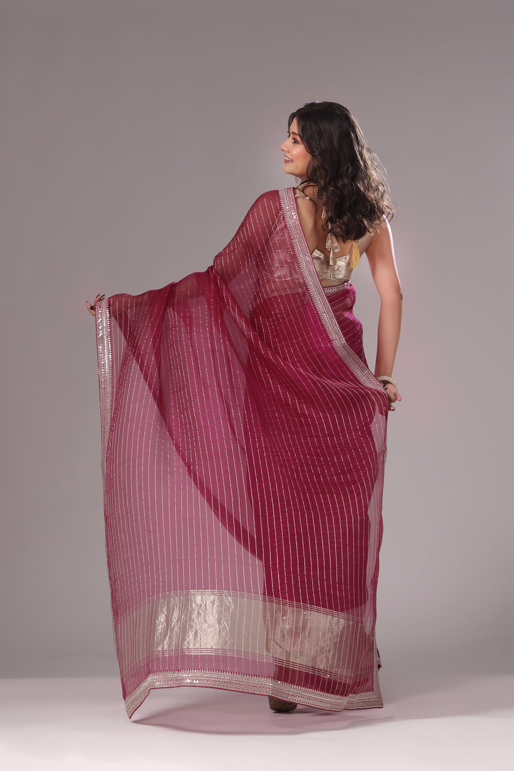 Checks Organza Zari Border