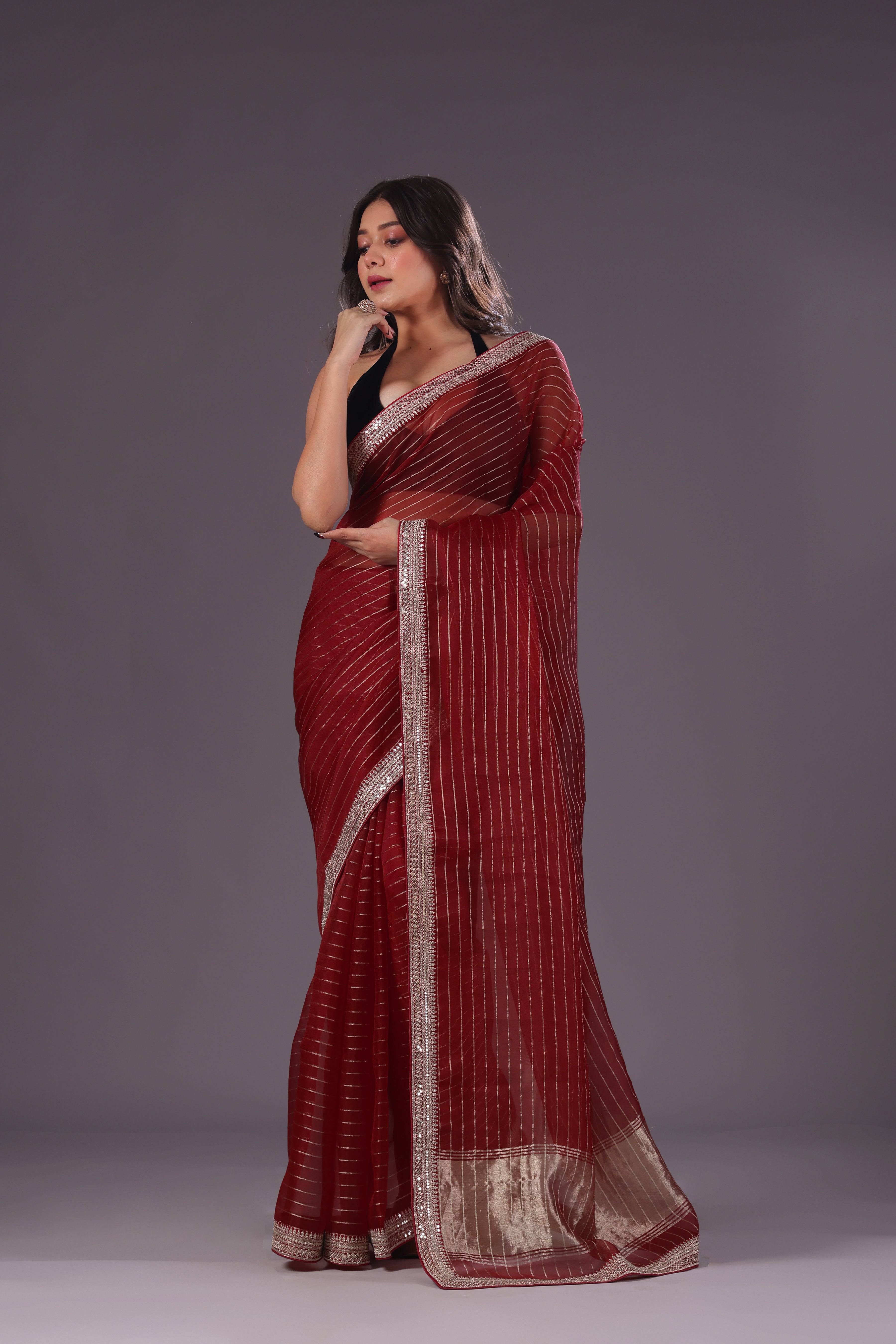 Checks Organza Zari Border