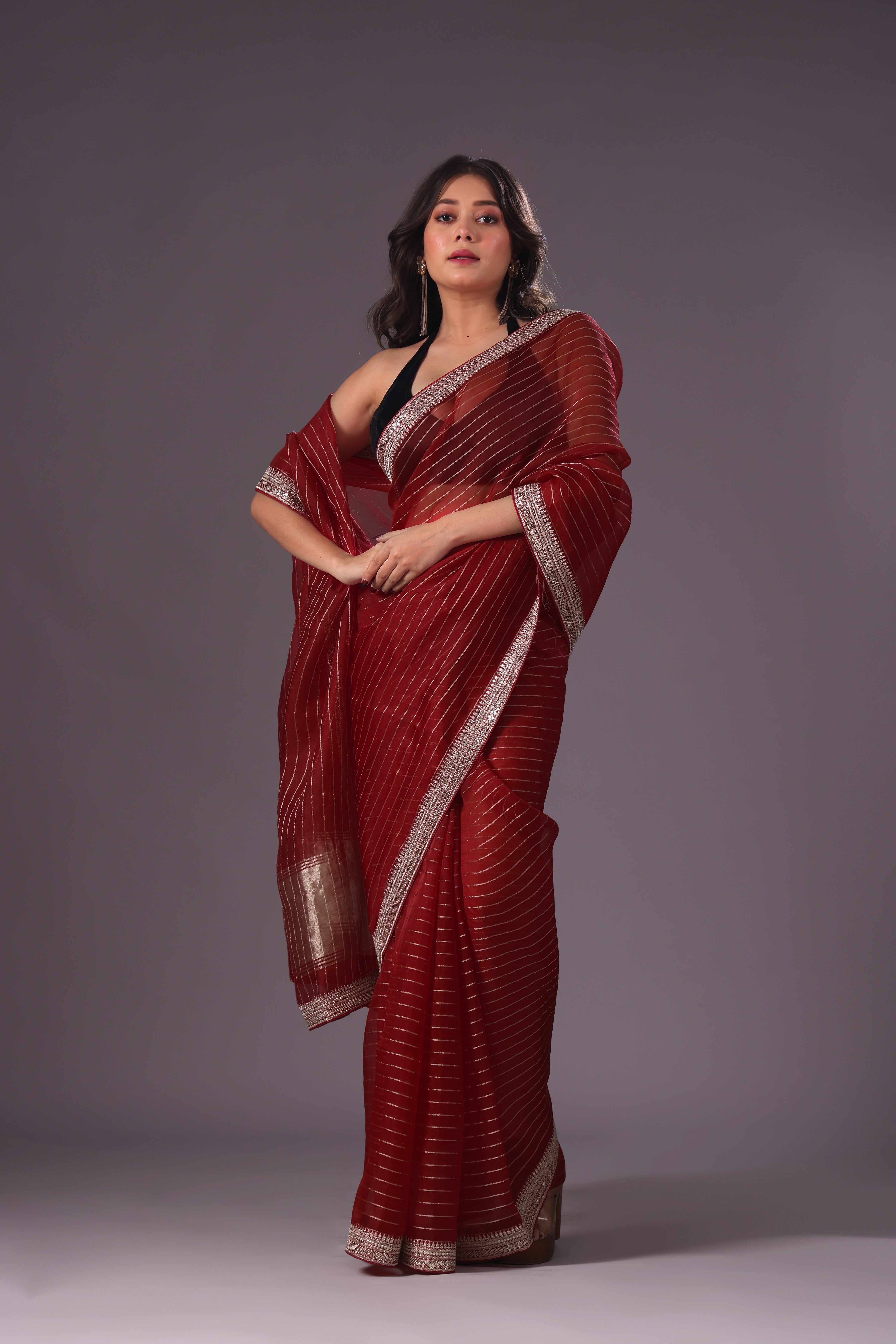 Checks Organza Zari Border