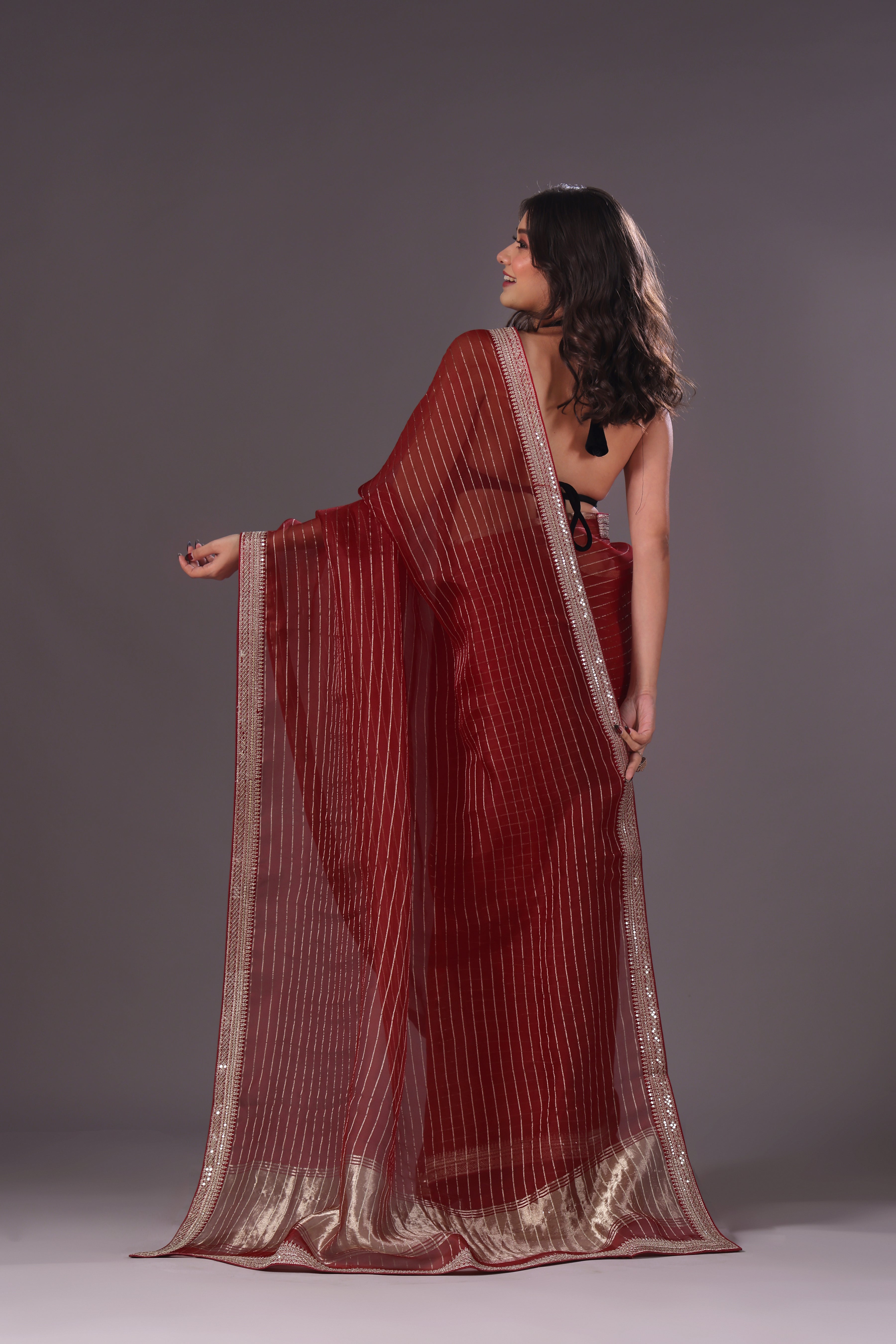 Checks Organza Zari Border