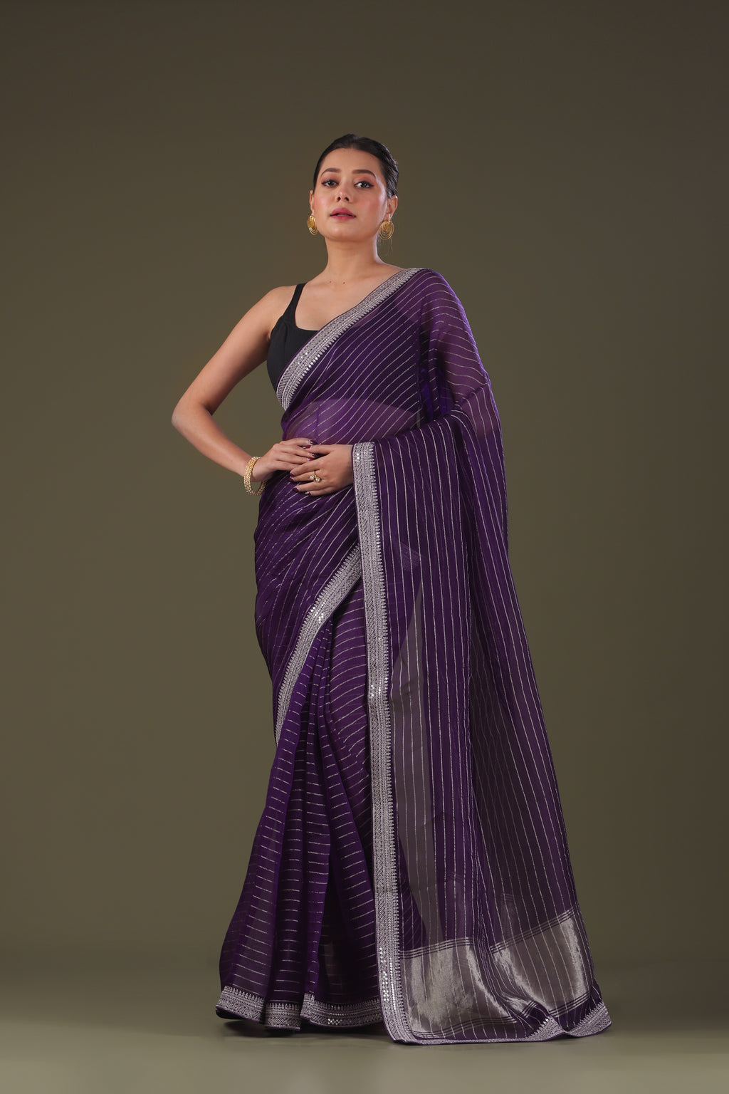 Checks Organza Zari Border