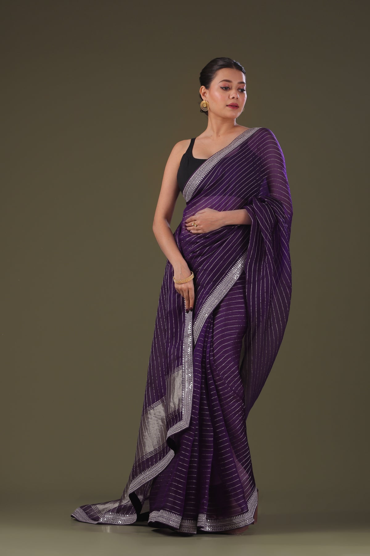 Checks Organza Zari Border